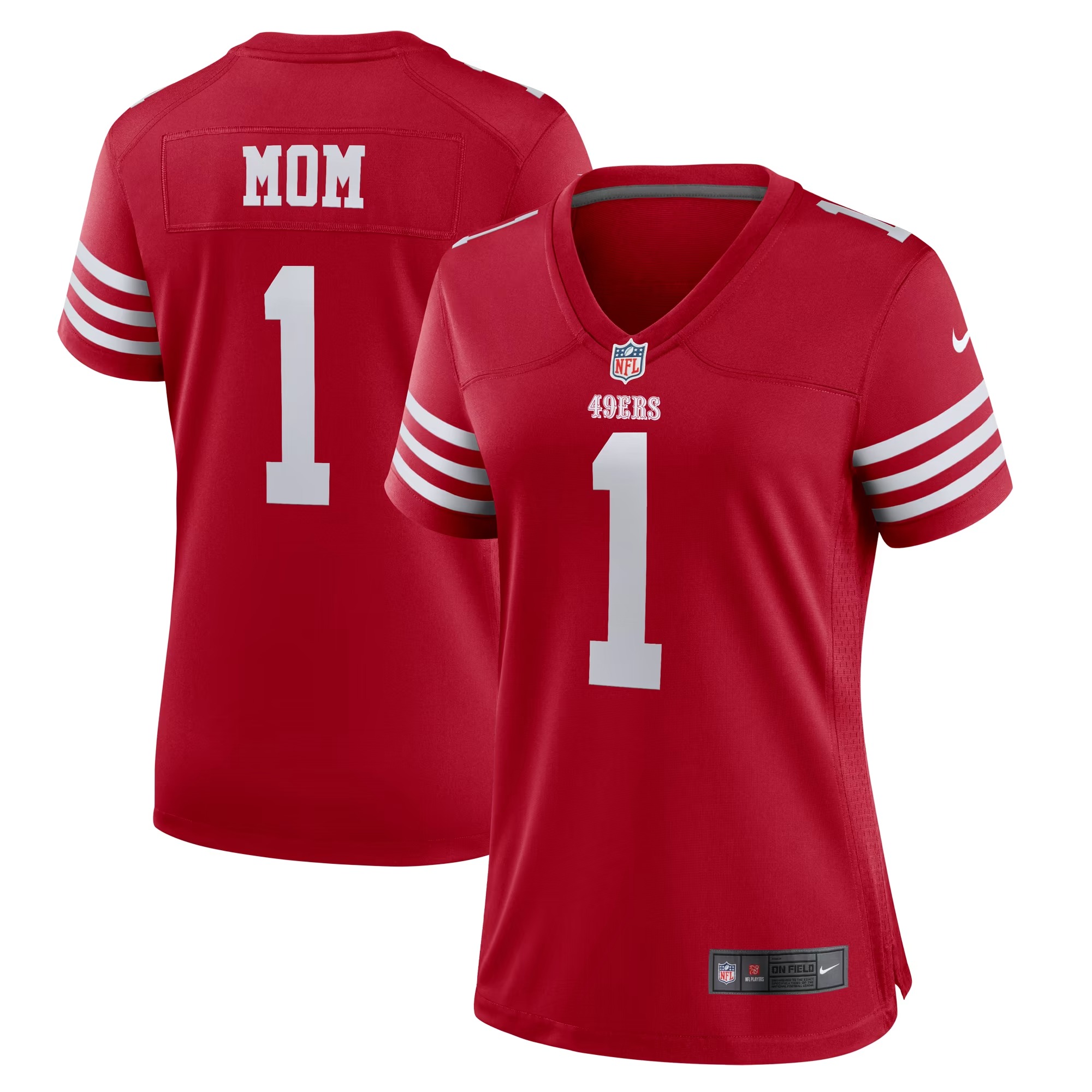 Hunk Wear - Number 1 Mom San Francisco 49ers Nike Women's Game Jersey - Scarlet