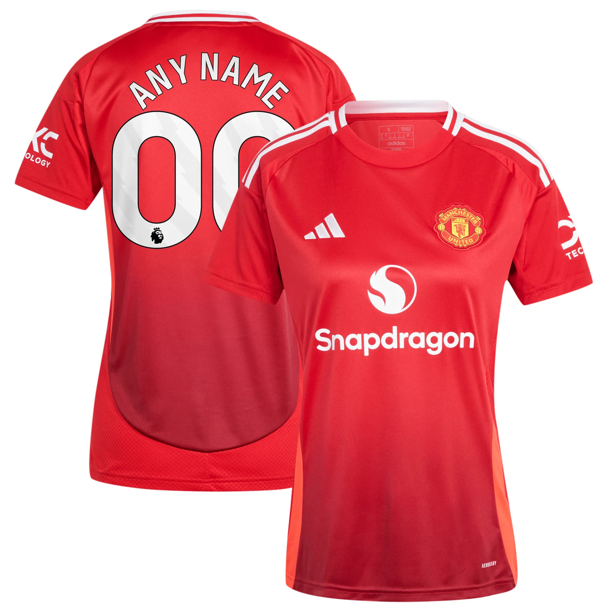 Hunk Wear - Manchester United adidas Women's 2024_25 Home Replica Custom Jersey - Red