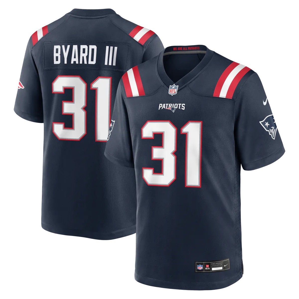 Hunk Wear - Kevin Byard III New England Patriots Nike Team Game Jersey - Navy