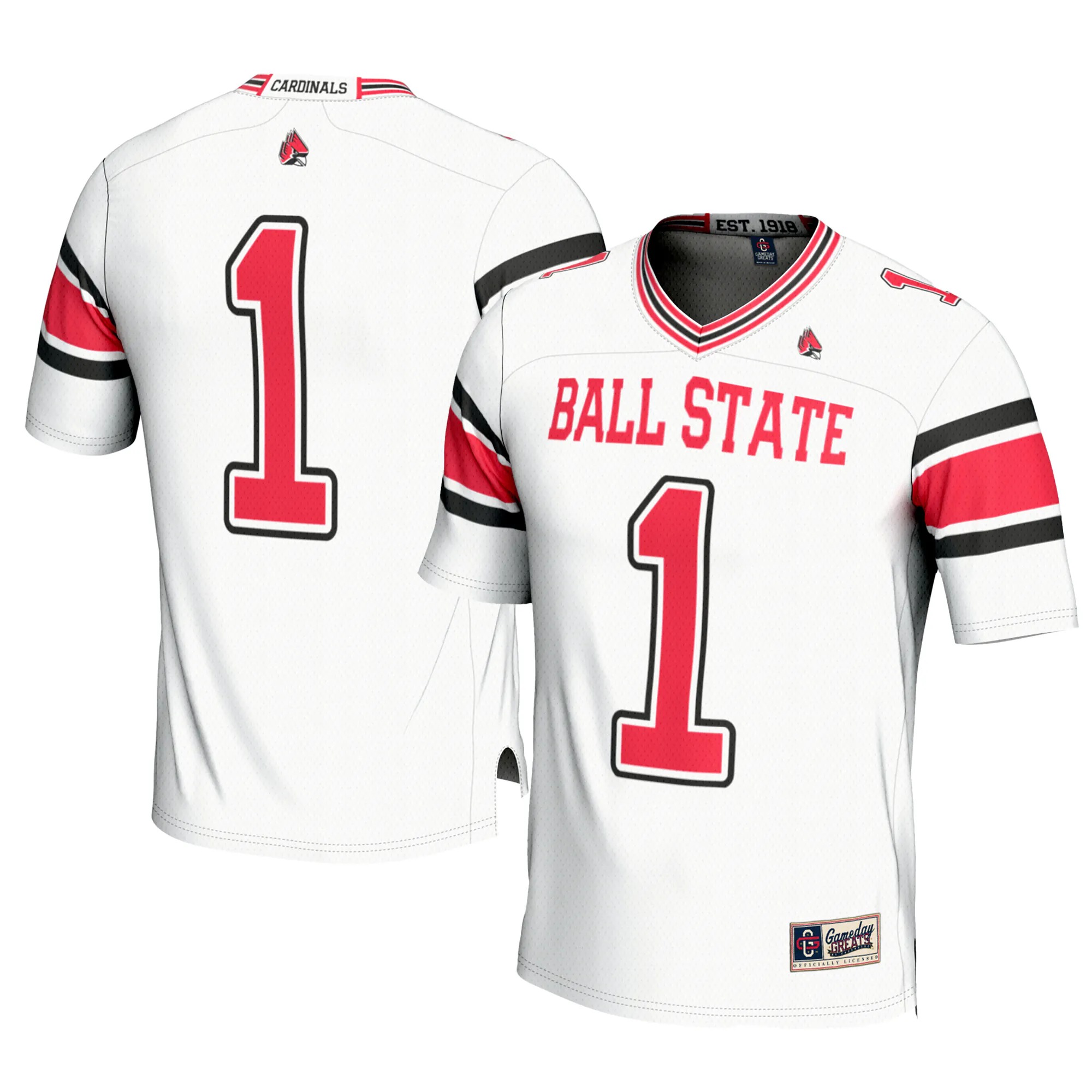 Hunk Wear - #1 Ball State Cardinals GameDay Greats Youth Football Jersey - White