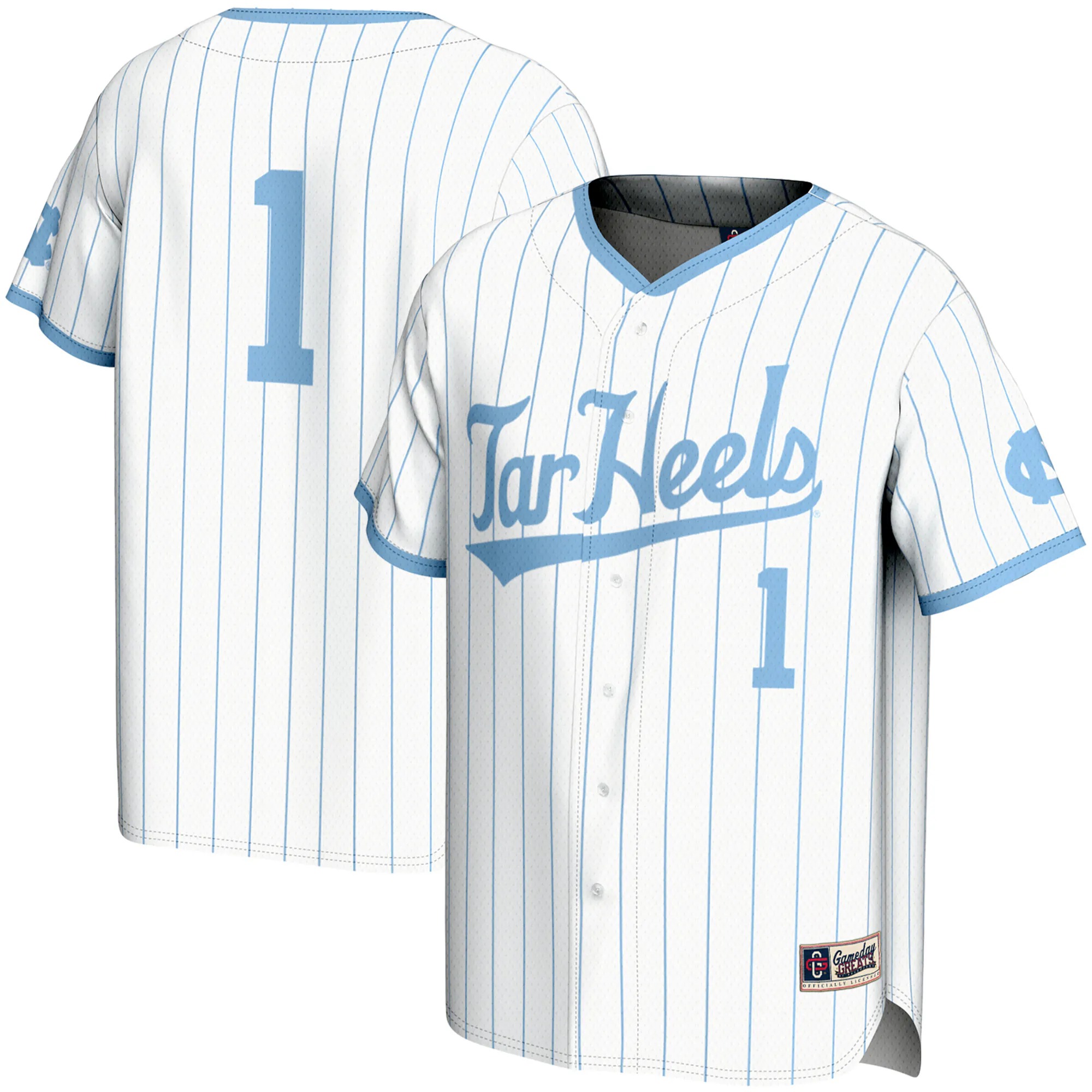 Hunk Wear - #1 North Carolina Tar Heels GameDay Greats Youth Lightweight Baseball Jersey - White