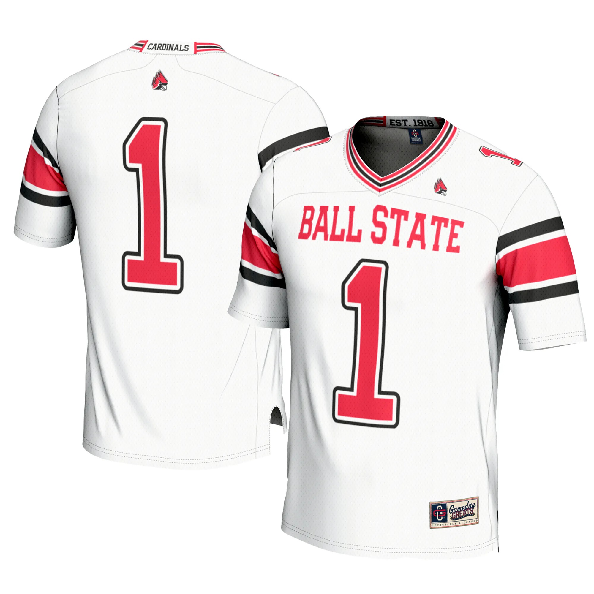 Hunk Wear - #1 Ball State Cardinals GameDay Greats Football Jersey - White