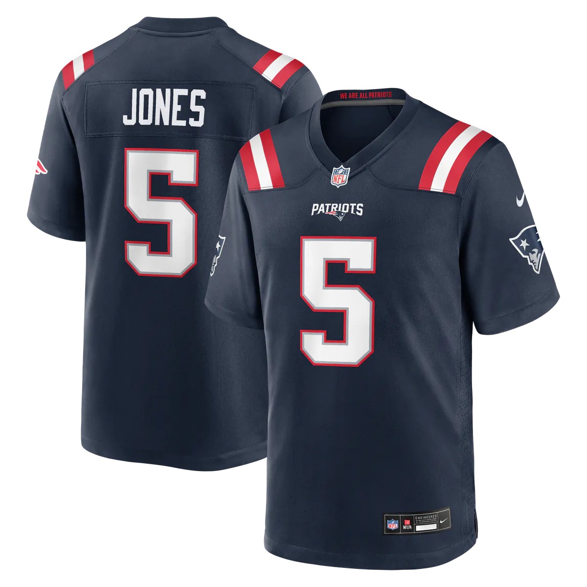 Hunk Wear - Dre'Mont Jones New England Patriots Nike Team Game Jersey - Navy