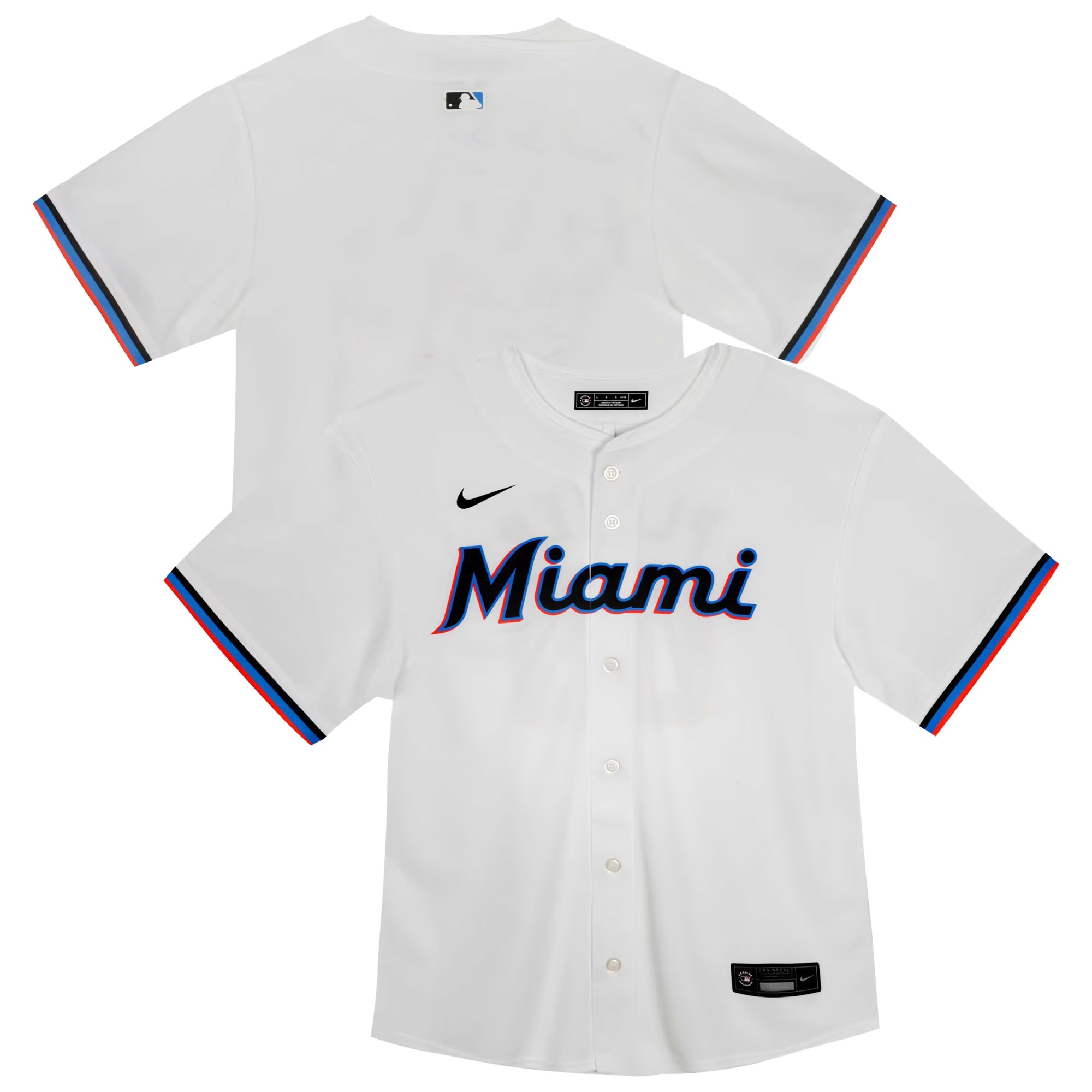 Hunk Wear - Miami Marlins Nike Youth Home Game Jersey - White