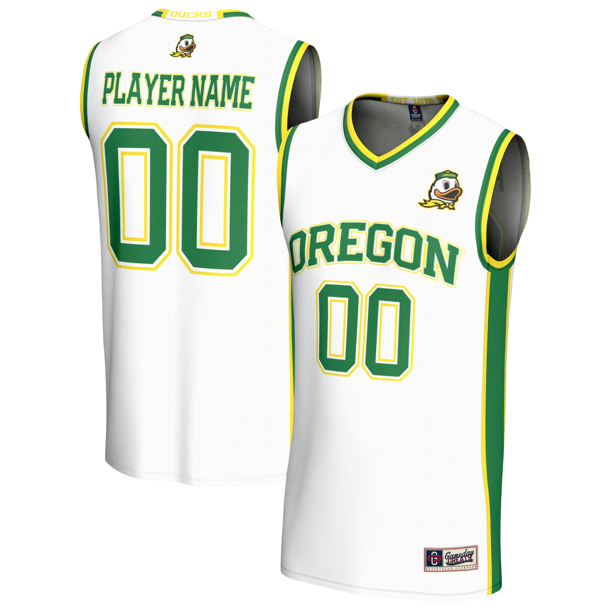 Hunk Wear - Oregon Ducks GameDay Greats Unisex Lightweight Collegiate Men's Basketball NIL Pick-A-Player Fashion Jersey - White