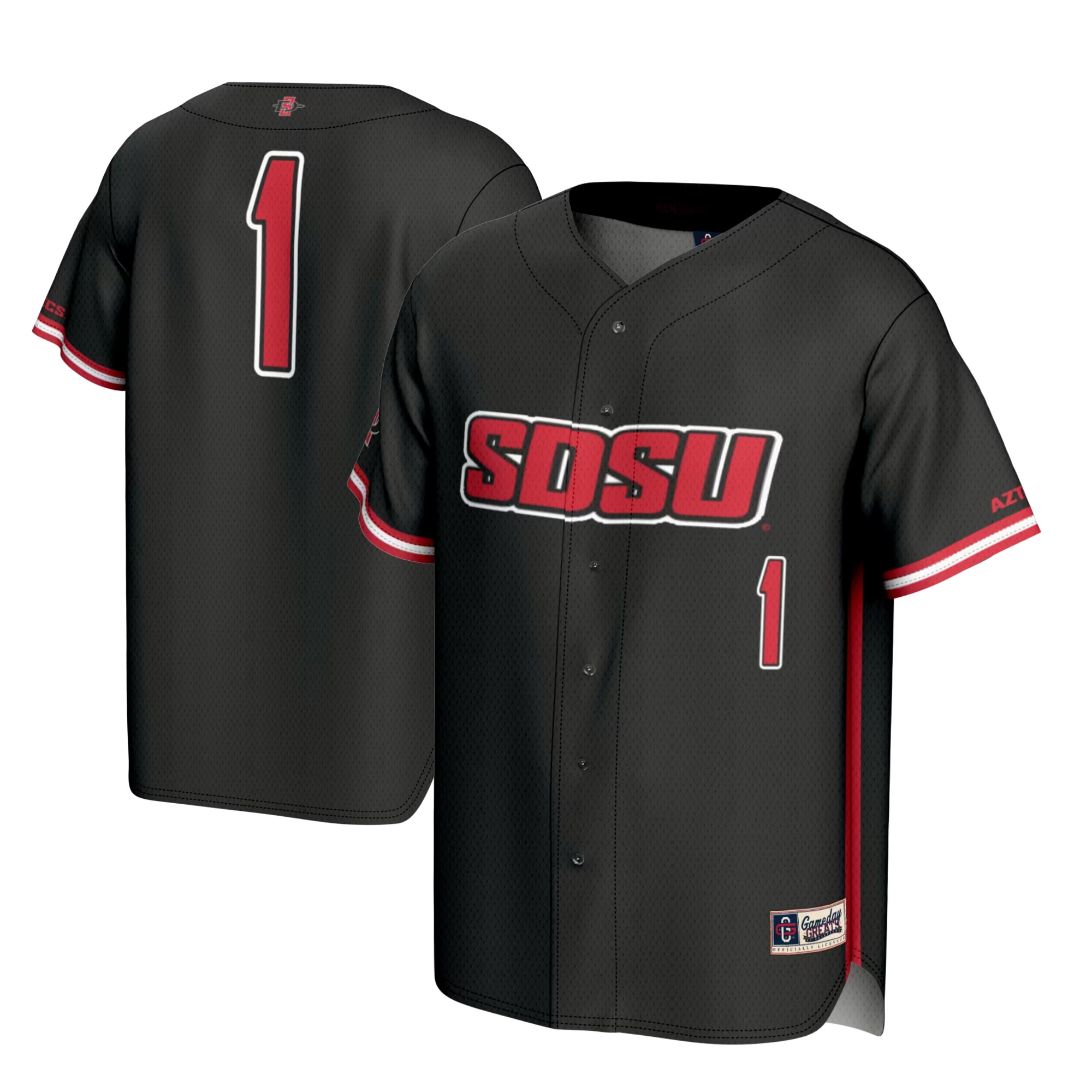 Hunk Wear - #1 San Diego State Aztecs GameDay Greats Youth Lightweight Baseball Fashion Jersey - Black