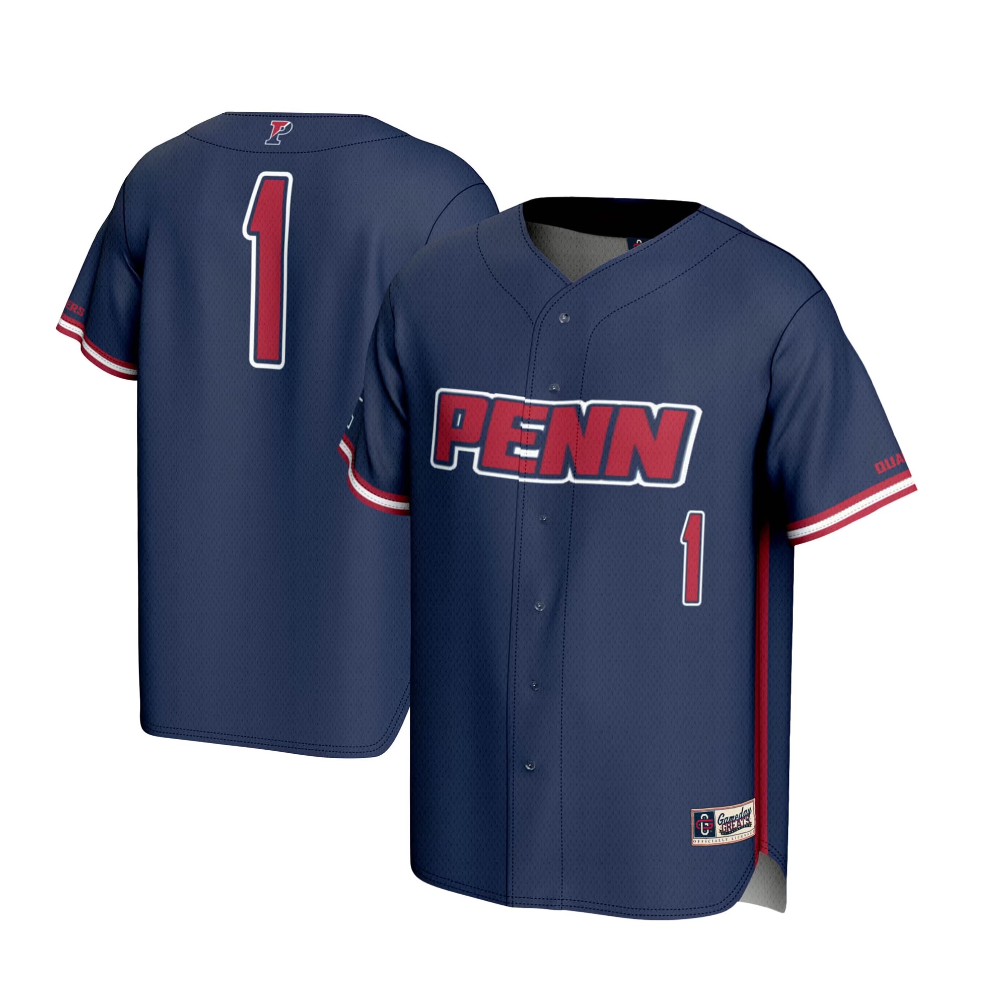 Hunk Wear - #1 Pennsylvania Quakers GameDay Greats Youth Lightweight Baseball Jersey - Navy