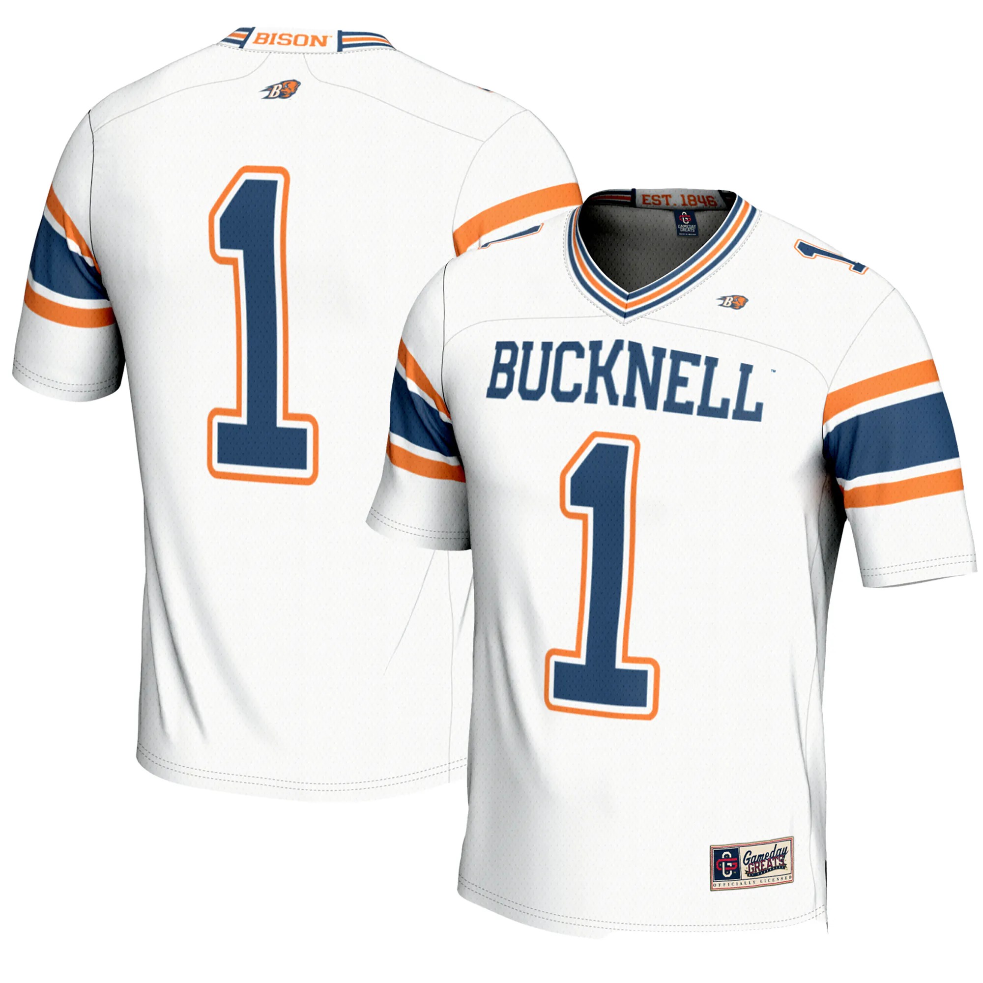 Hunk Wear - #1 Bucknell Bison GameDay Greats Endzone Football Jersey - White