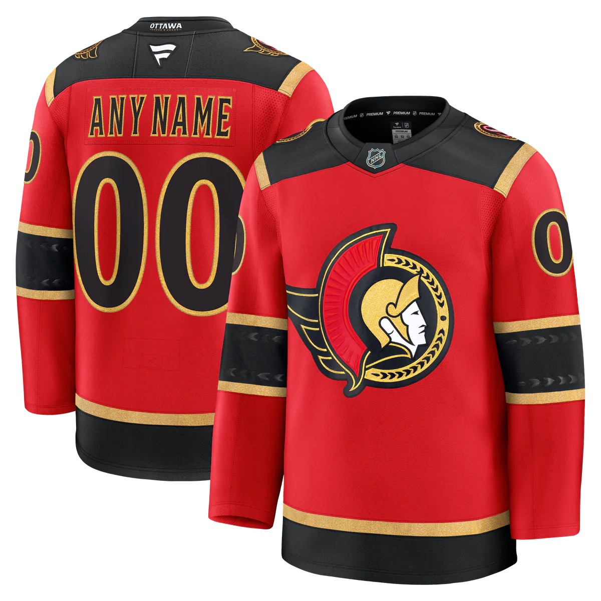 Hunk Wear - Ottawa Senators Fanatics Alternate Custom Premium Jersey - Red