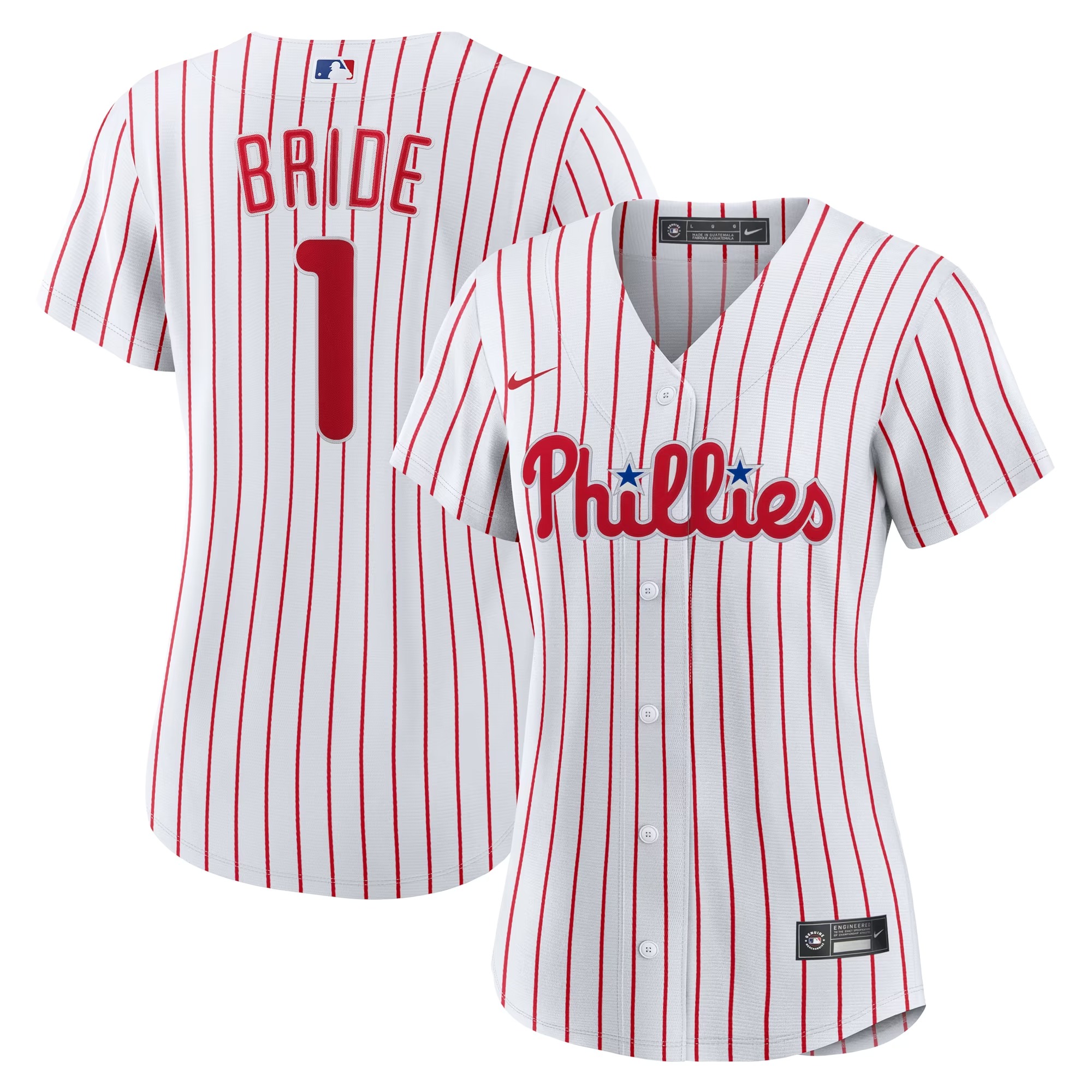 Hunk Wear - Philadelphia Phillies Nike Women's #1 Bride Home Replica Jersey - White