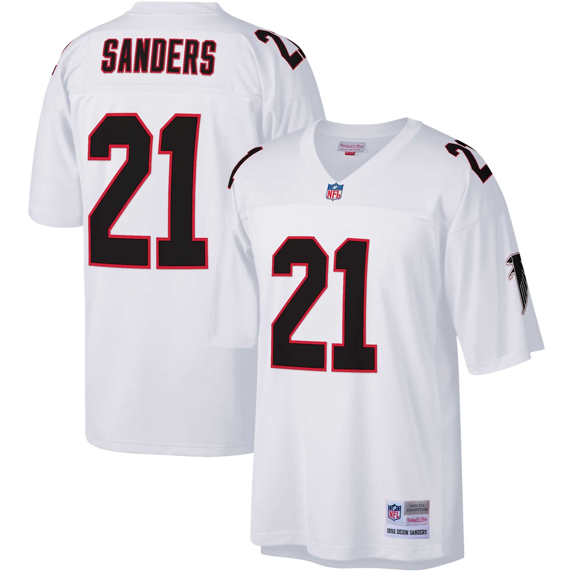 Hunk Wear - Deion Sanders Atlanta Falcons Mitchell & Ness Big & Tall 1992 Retired Player Replica Jersey - White