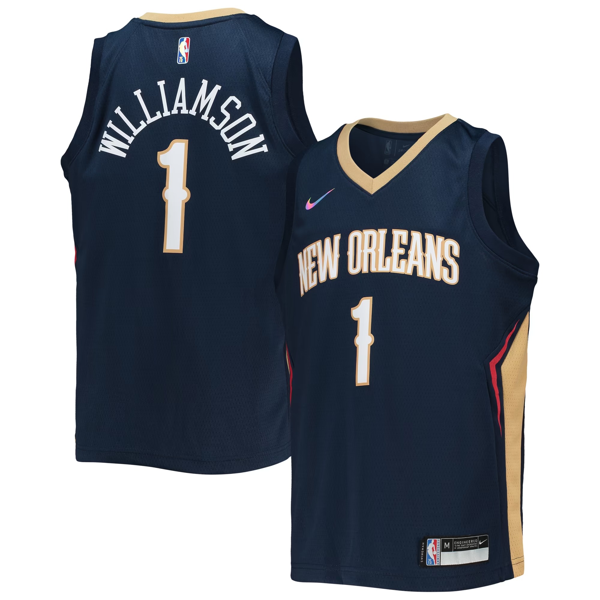 Hunk Wear - Zion Williamson New Orleans Pelicans Nike Youth 2021_22 Diamond Swingman Jersey - Icon Edition - Navy