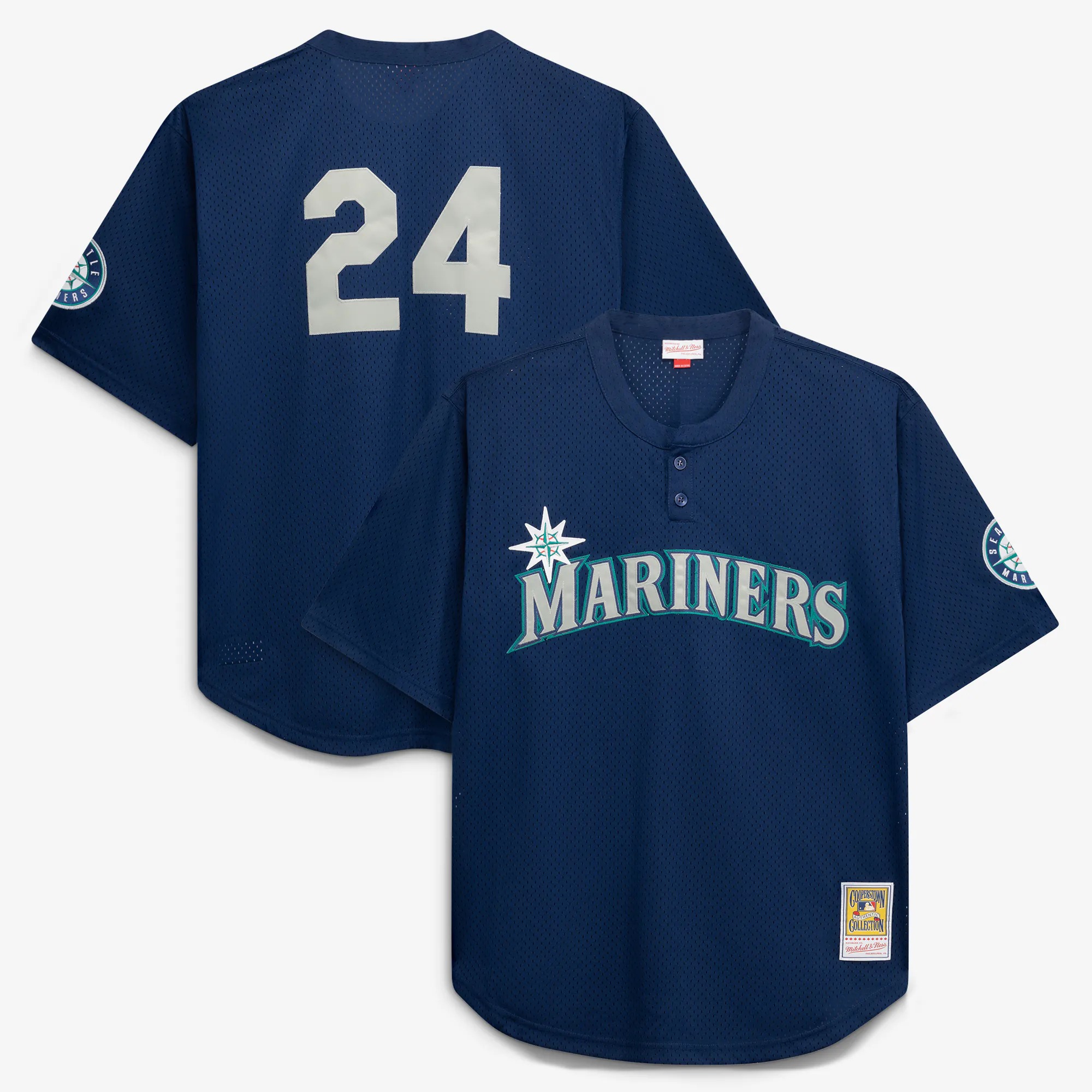 Hunk Wear - Seattle Mariners Mitchell & Ness Big & Tall Cooperstown Collection Mesh Batting Practice Jersey - Navy