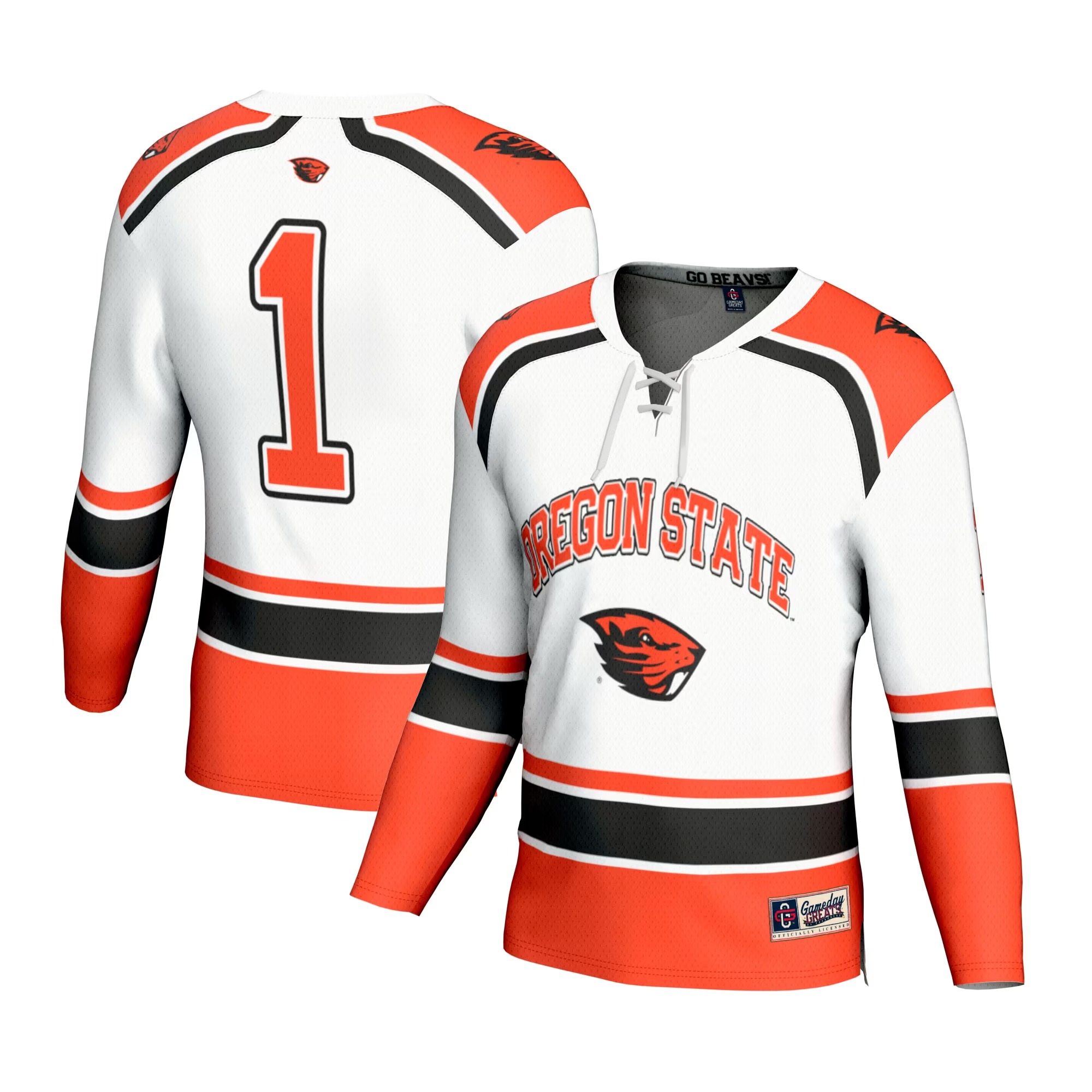 Hunk Wear - #1 Oregon State Beavers GameDay Greats Youth Lightweight Hockey Fashion Jersey - White