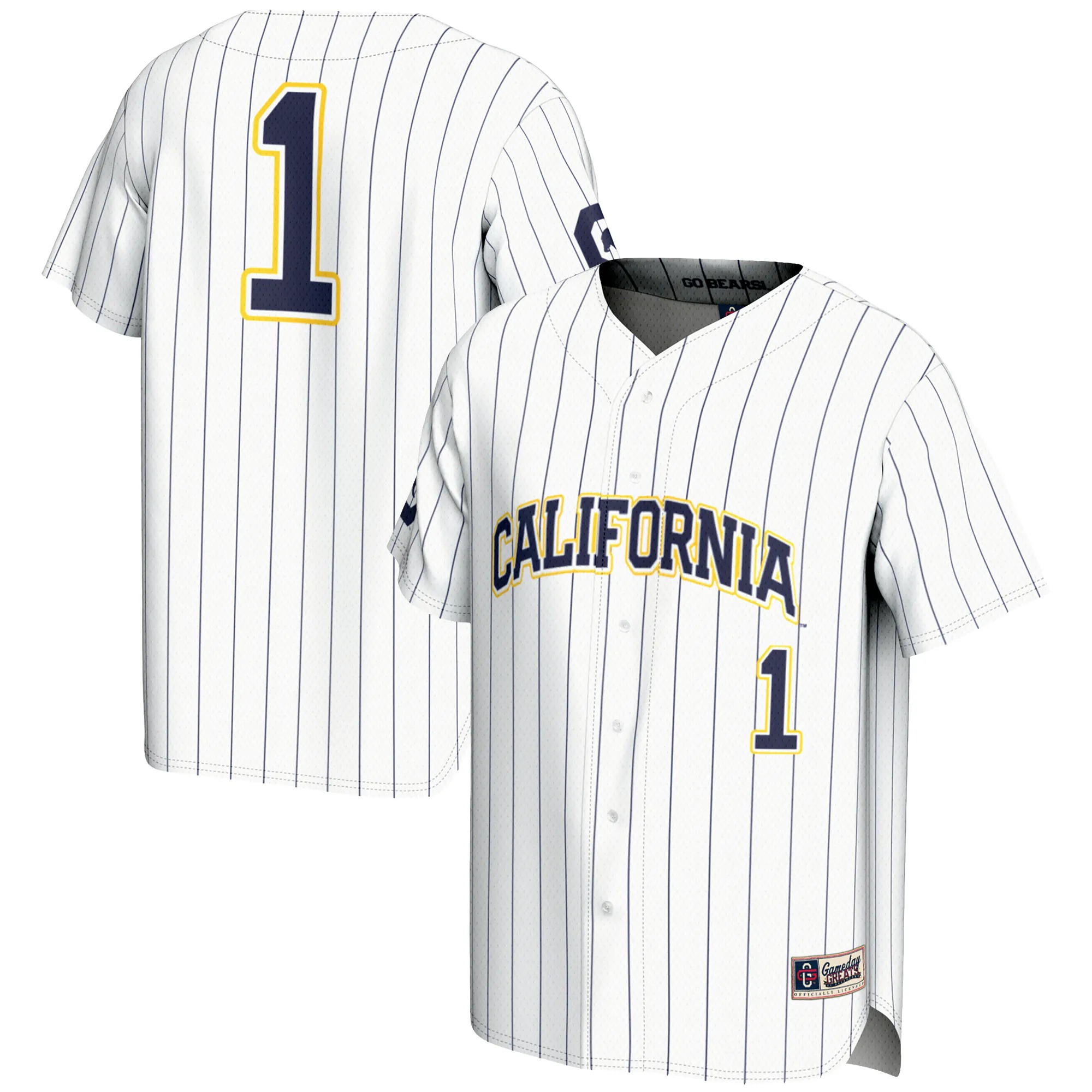 Hunk Wear - #1 Cal Bears GameDay Greats Lightweight Baseball Fashion Jersey - White