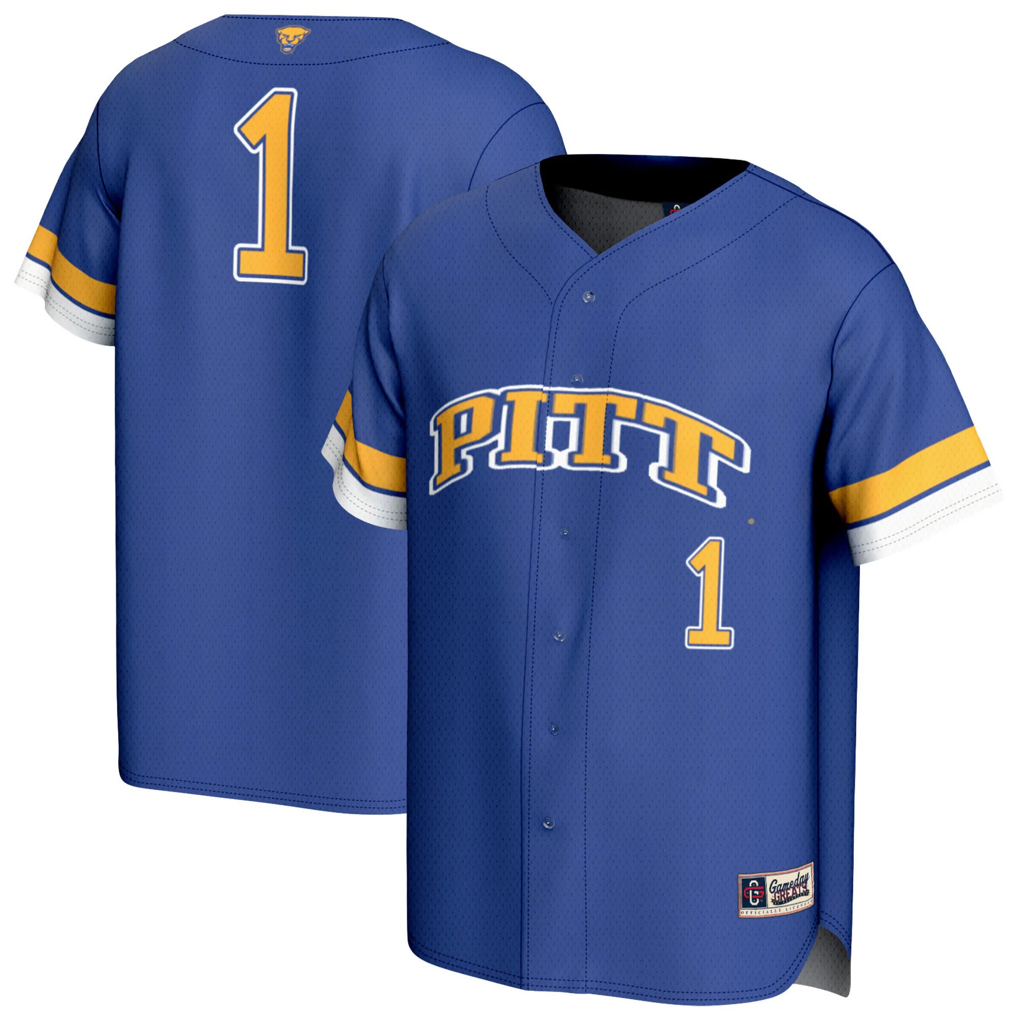 Hunk Wear - #1 Pitt Panthers GameDay Greats Youth Lightweight Collegiate Baseball Fashion Jersey - Royal