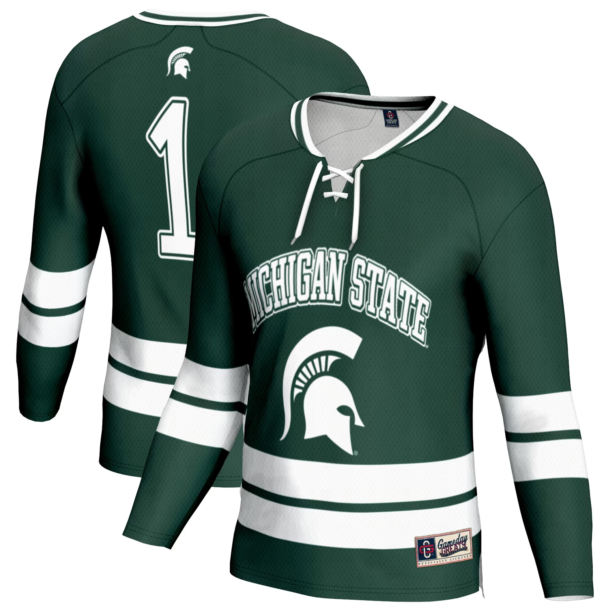 Hunk Wear - Michigan State Spartans GameDay Greats Youth Lightweight Fashion Men's Hockey Jersey - Green
