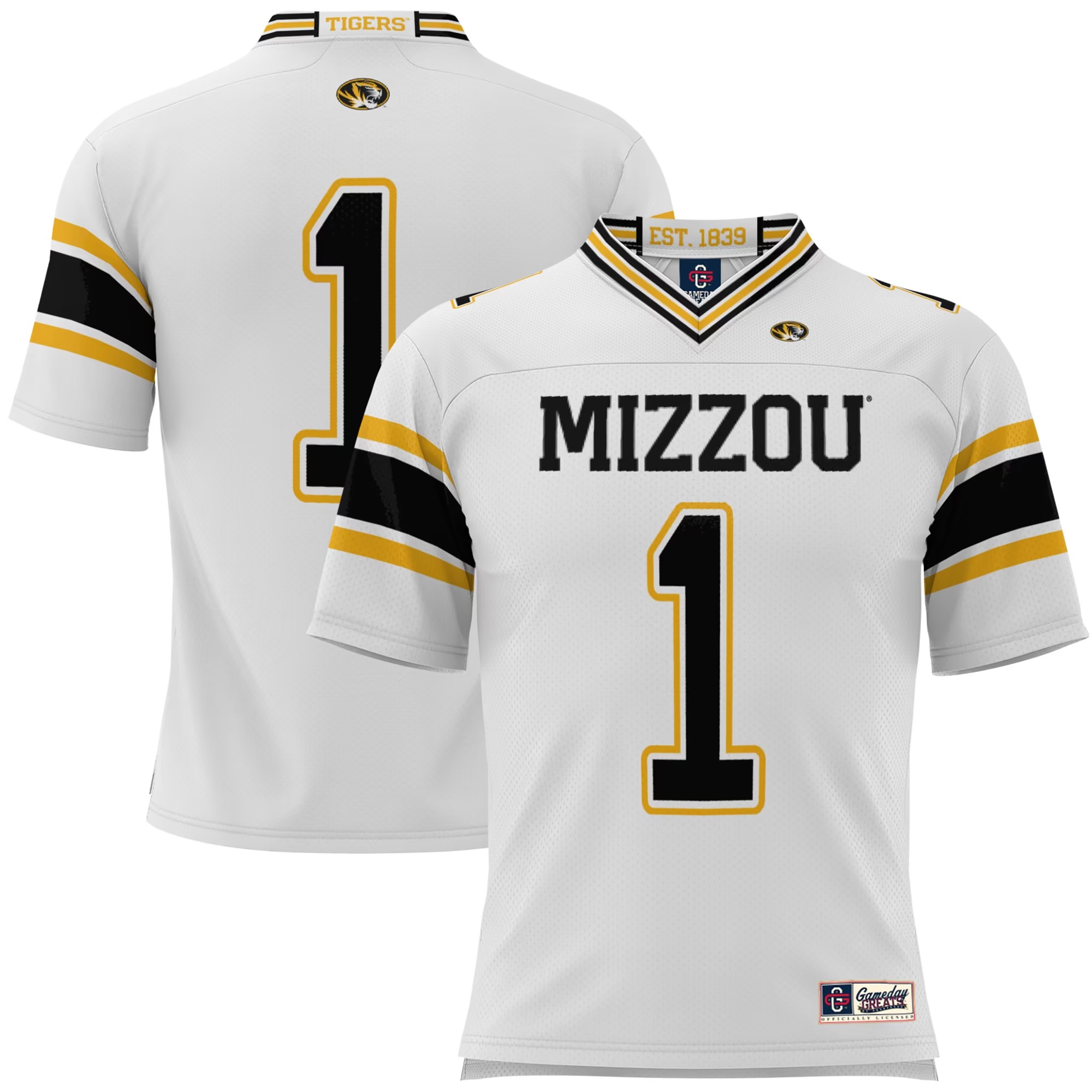 Hunk Wear - #1 Missouri Tigers GameDay Greats Football Jersey - White