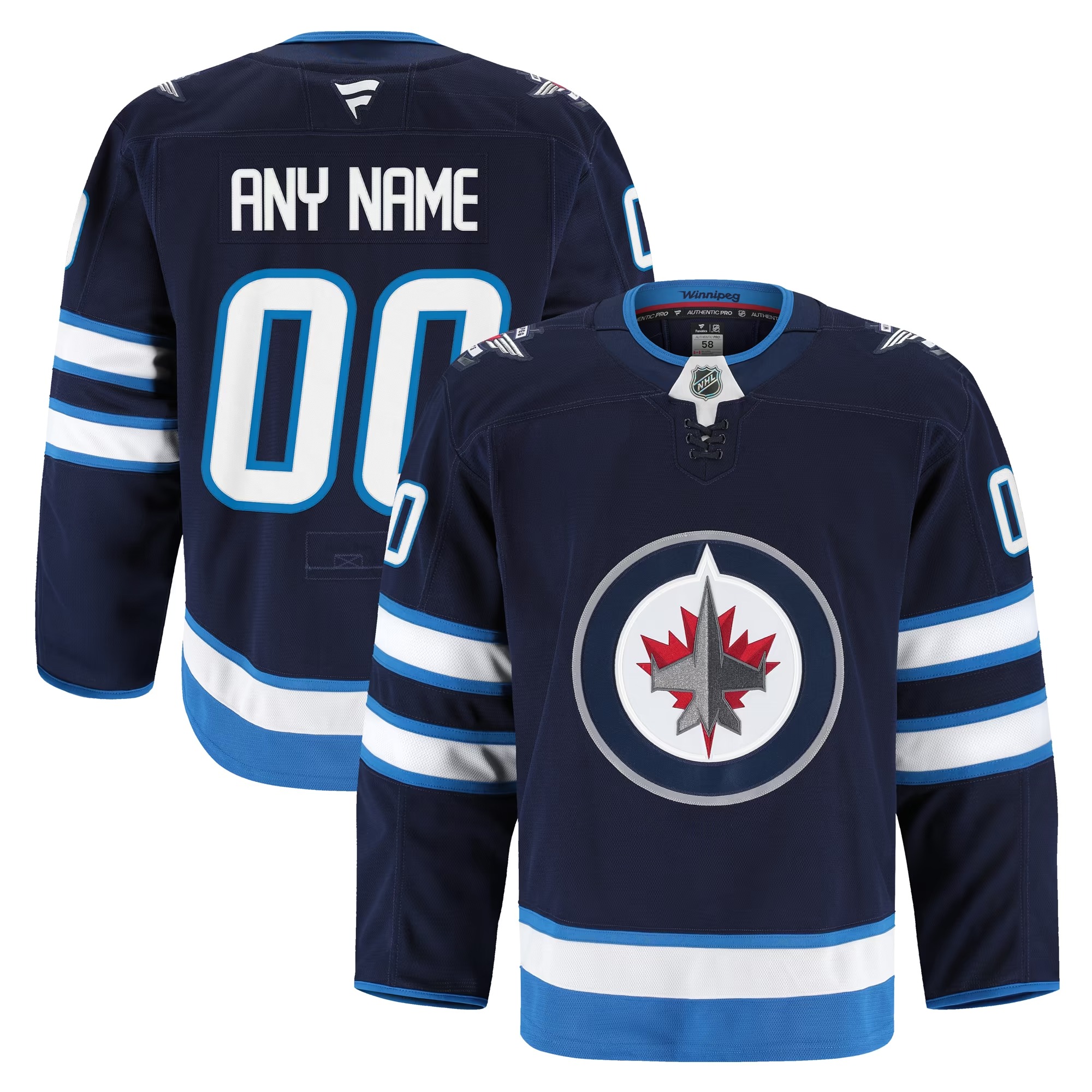 Hunk Wear - Winnipeg Jets Fanatics Home Authentic Pro Custom Jersey - Navy