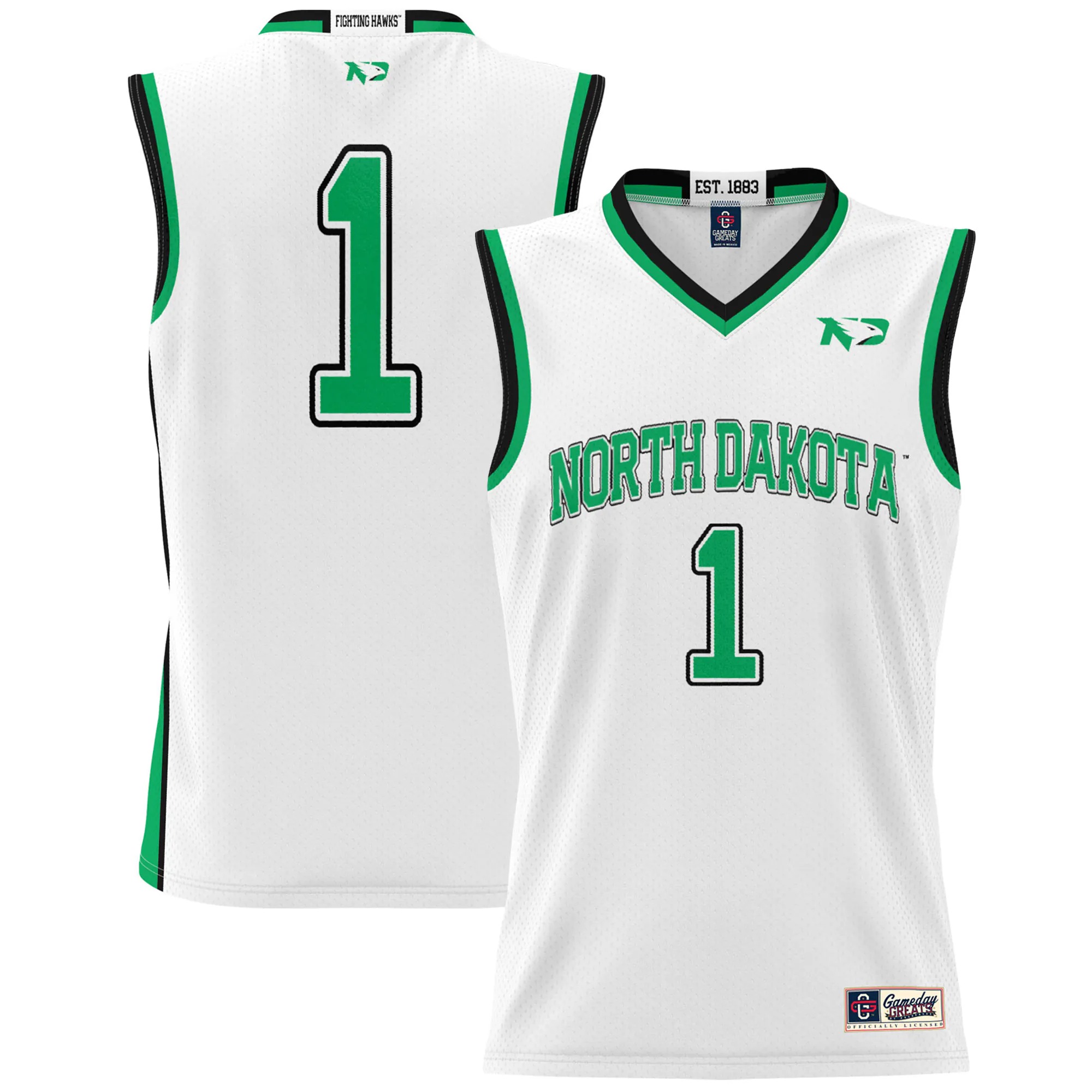 Hunk Wear - #1 North Dakota GameDay Greats Lightweight Basketball Fashion Jersey - White