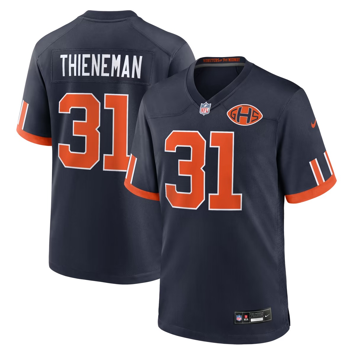 Hunk Wear - Dillon Thieneman Chicago Bears Nike 2026 Rivalries Collection Game Jersey - Navy