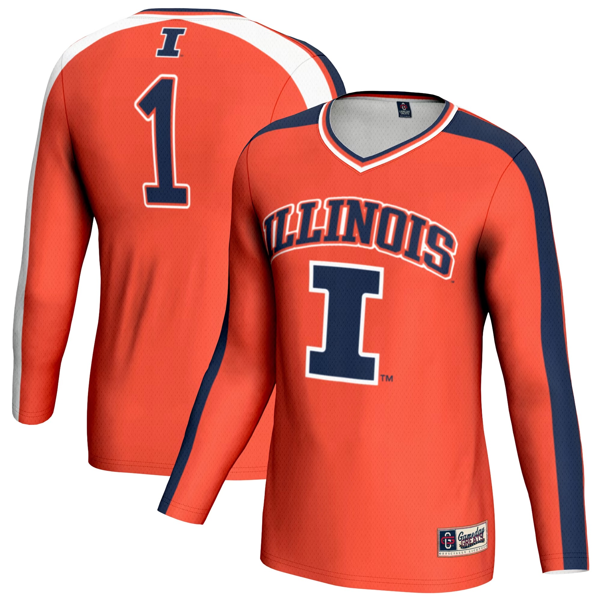 Hunk Wear - Illinois Fighting Illini GameDay Greats Youth #1 Lightweight Volleyball Fashion Jersey - Orange