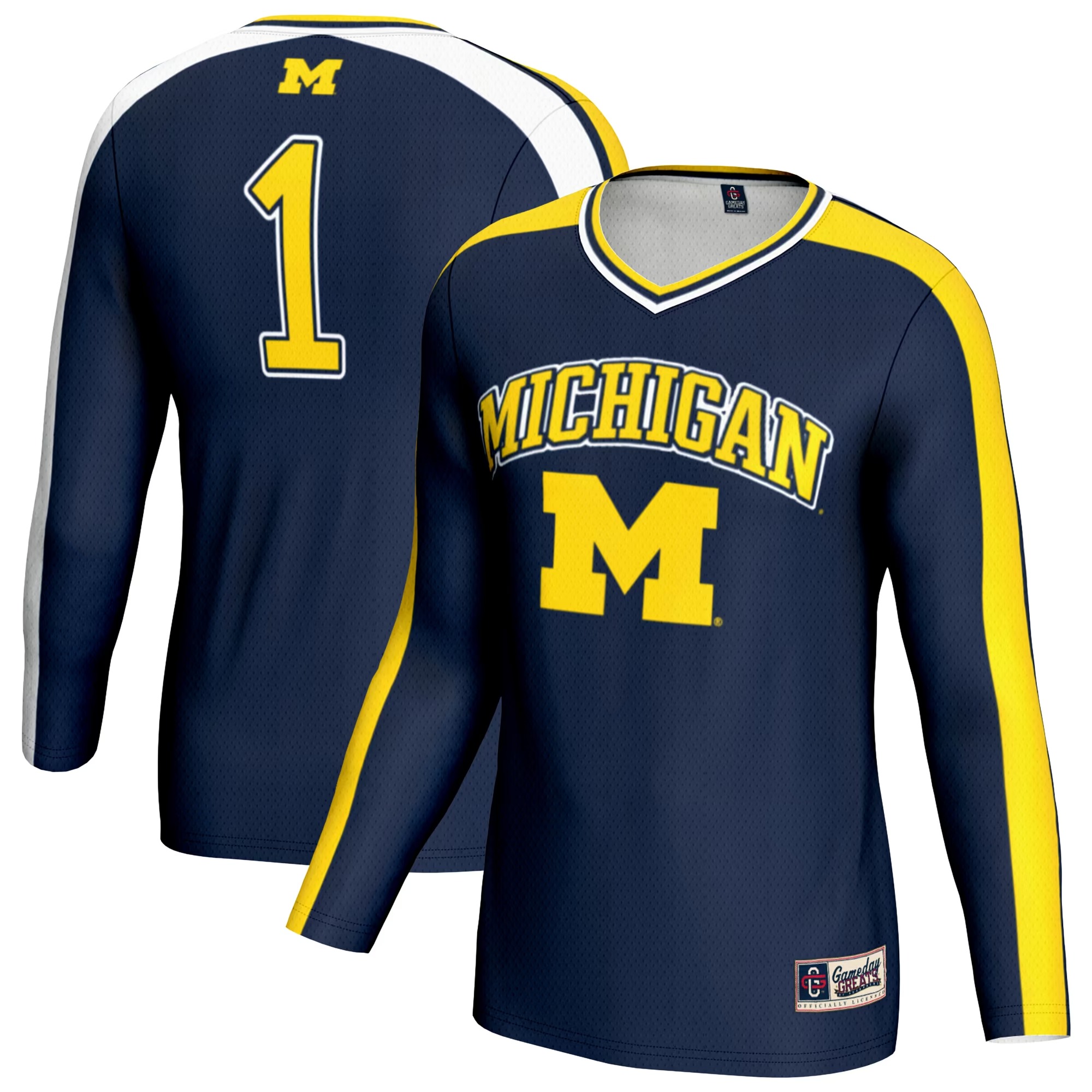 Hunk Wear - Michigan Wolverines GameDay Greats Unisex #1 Lightweight Volleyball Fashion Jersey - Navy