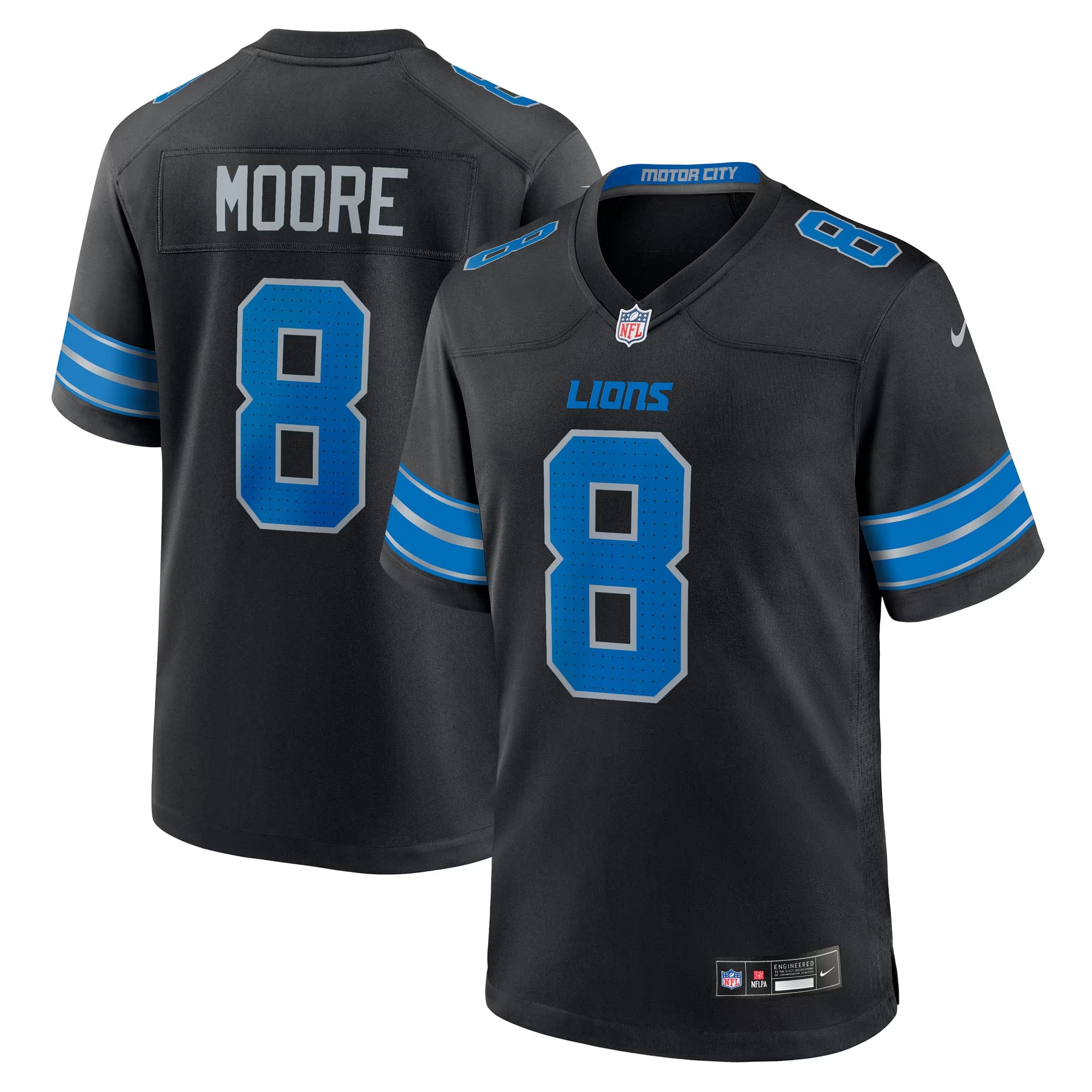 Hunk Wear - Derrick Moore Detroit Lions Nike Alternate Game Jersey - Black