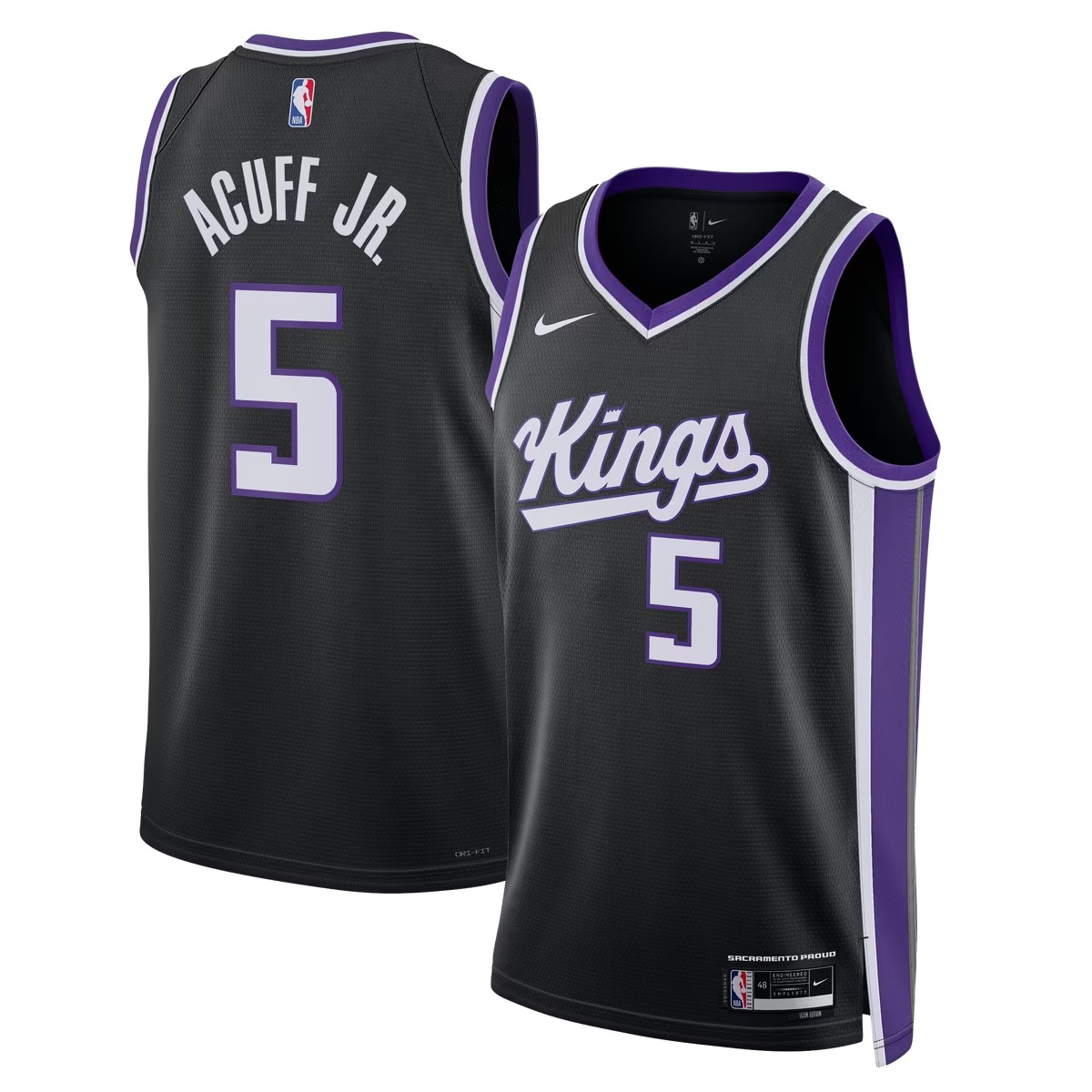 Hunk Wear - Darius Acuff Jr. Sacramento Kings Nike Unisex Swingman Jersey - Icon Edition - Black