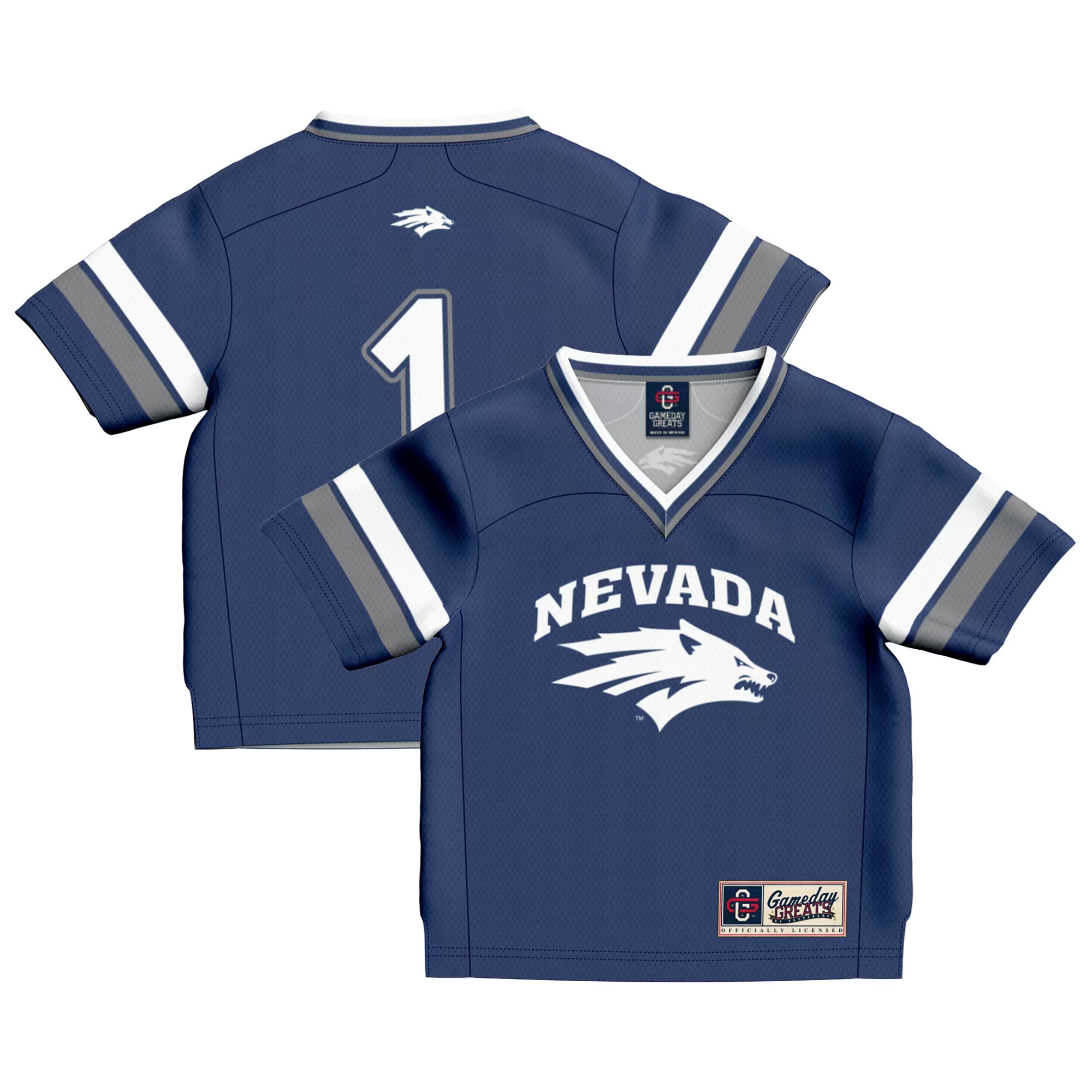 Hunk Wear - #1 Nevada Wolf Pack GameDay Greats Toddler Lightweight Collegiate Football Fashion Jersey - Navy