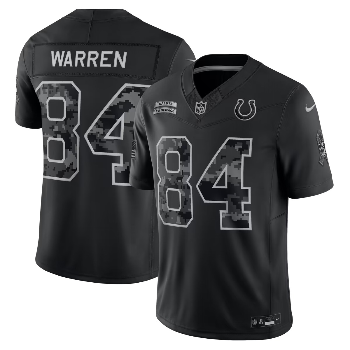 Hunk Wear - Tyler Warren Indianapolis Colts Nike 2026 Salute to Service Stitched Limited Jersey - Black