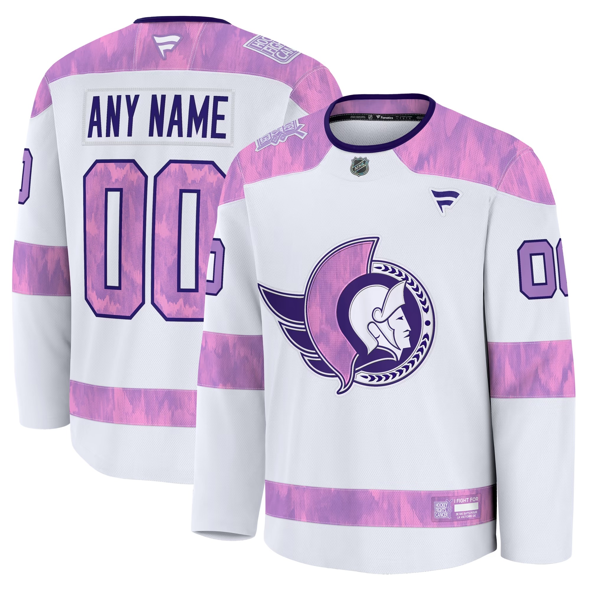 Hunk Wear - Ottawa Senators Fanatics 2024 Hockey Fights Cancer Custom Practice Jersey - White