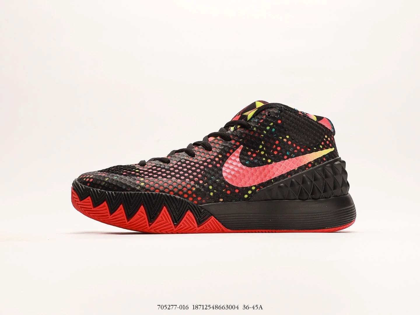 Nike Kyrie Basketball Shoes Black Red Multi-Color Print Mid-Top