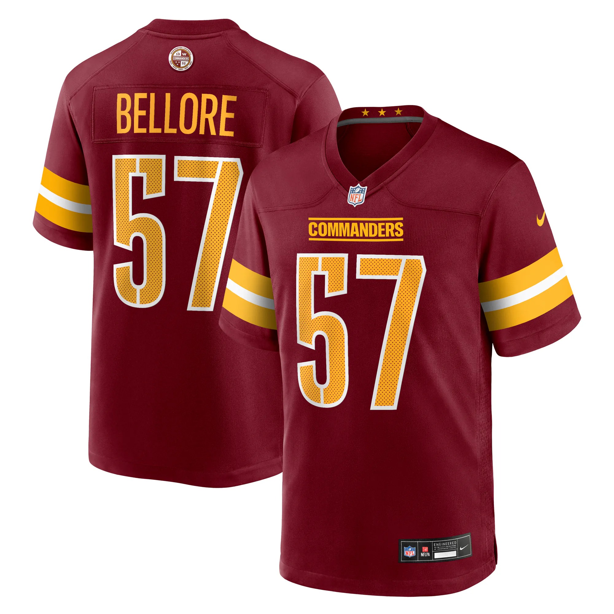 Hunk Wear - Nick Bellore Washington Commanders Nike Team Game Jersey - Burgundy