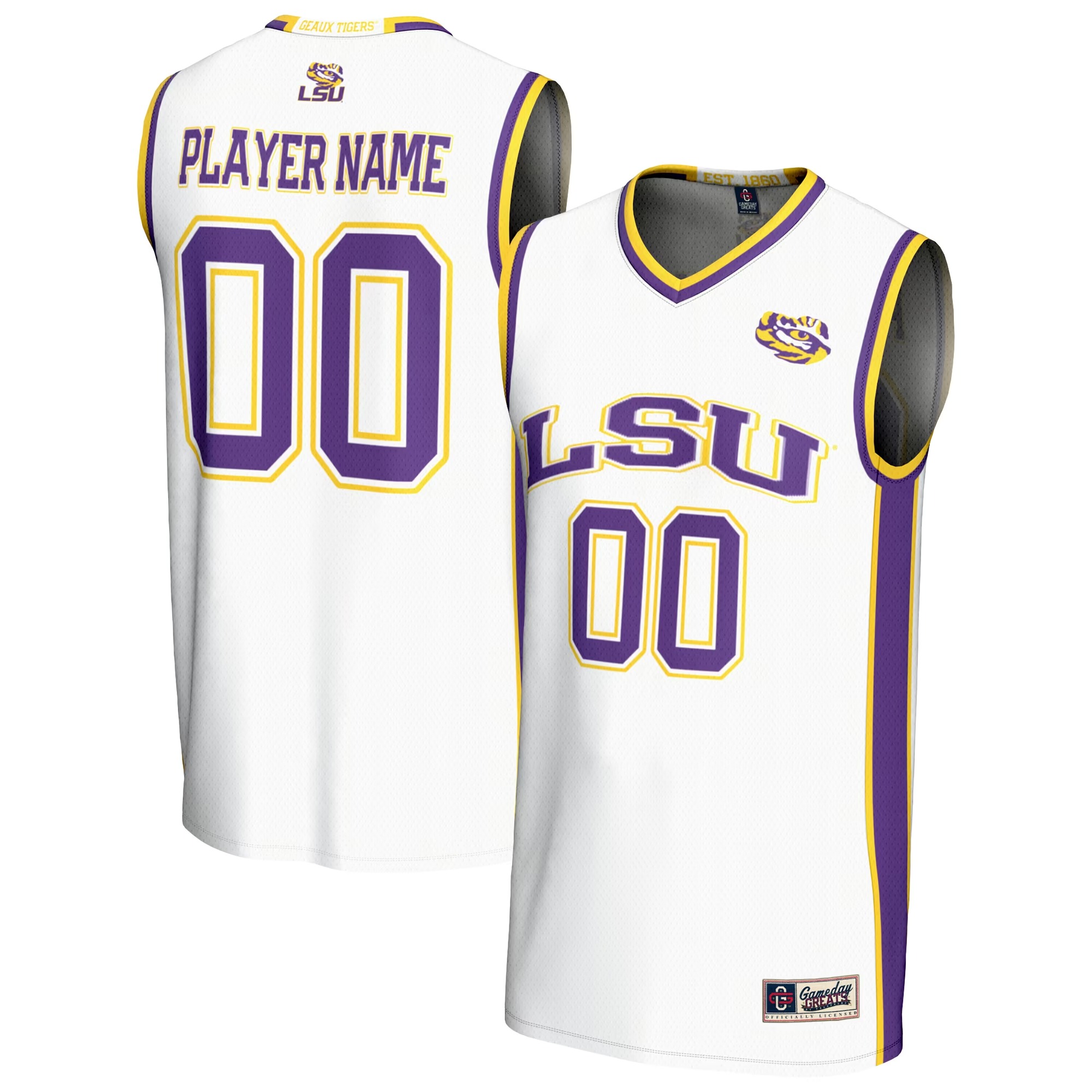 Hunk Wear - LSU Tigers GameDay Greats Unisex NIL Pick-A-Player Lightweight Collegiate Women's Basketball Fashion Jersey - White