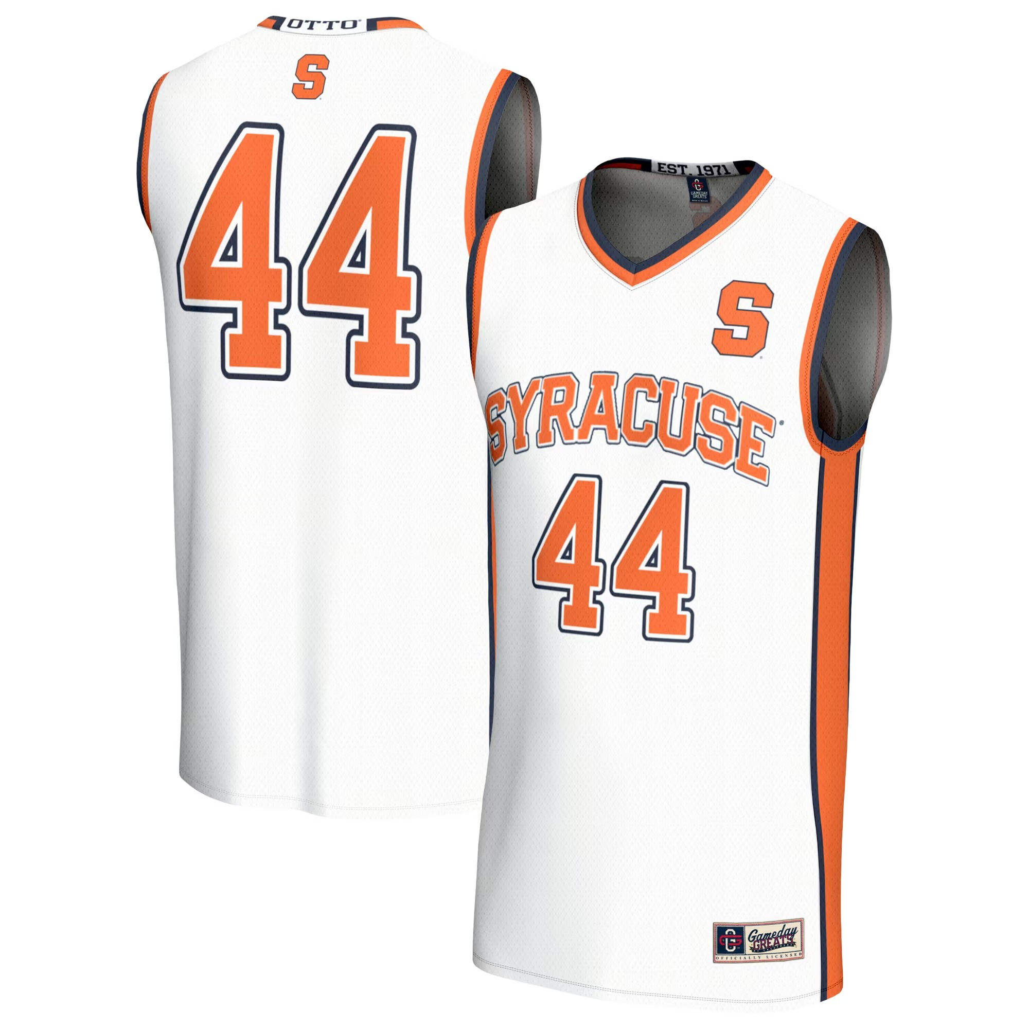 Hunk Wear - #44 Syracuse Orange GameDay Greats Youth Lightweight Collegiate Basketball Fashion Jersey - White