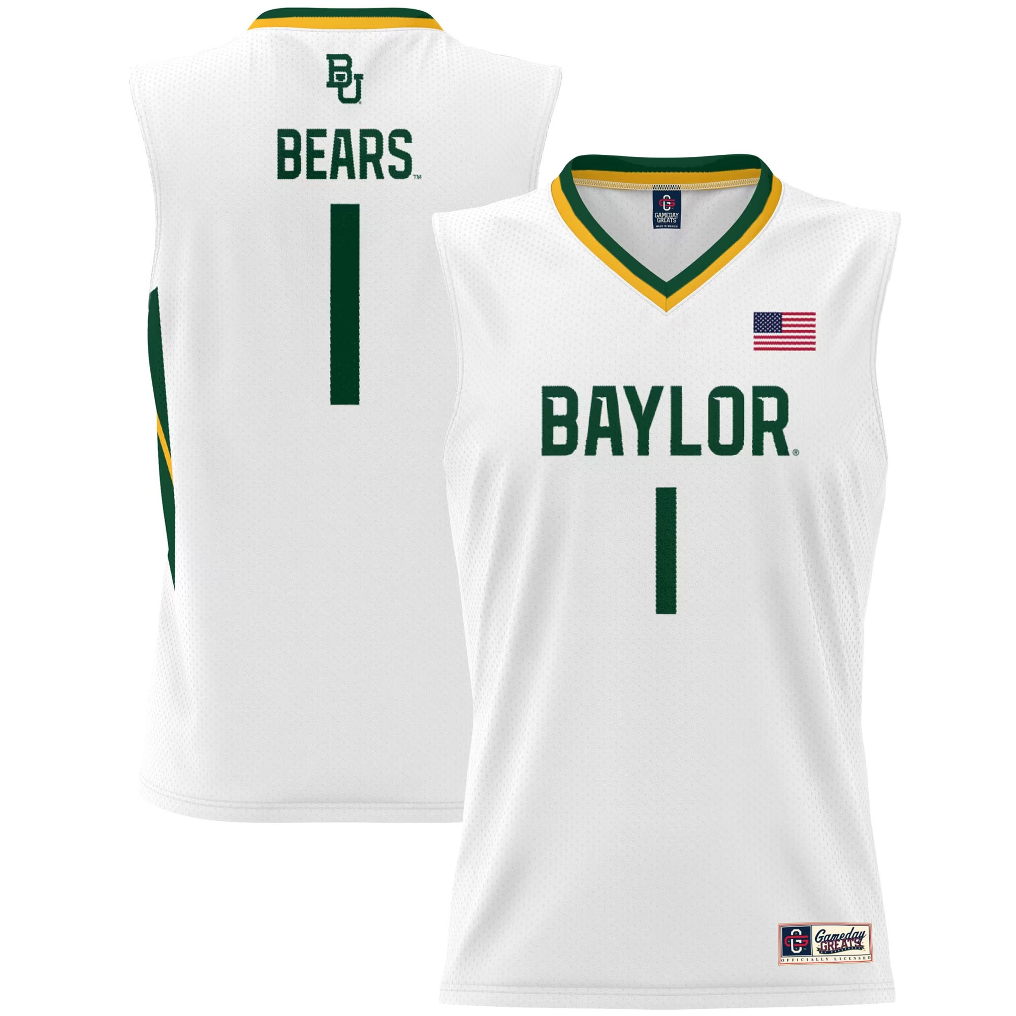 Hunk Wear - #1 Baylor Bears GameDay Greats Unisex Lightweight Basketball Jersey - White