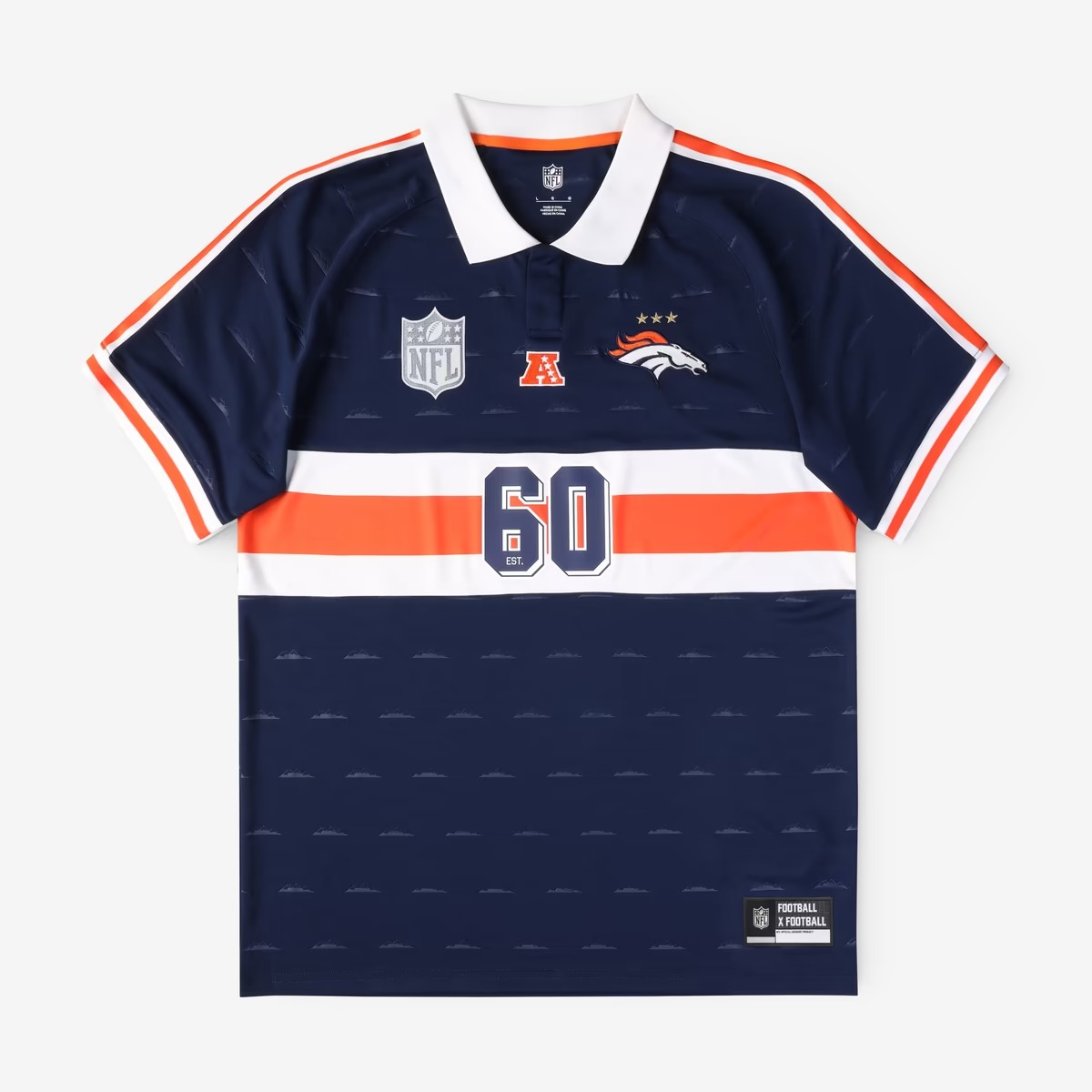 Hunk Wear - Denver Broncos Fanatics Youth Football x Football Collared Fan Top - Navy