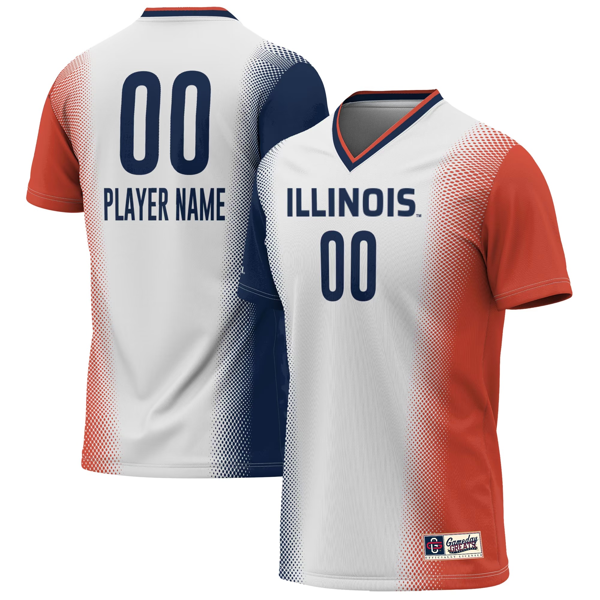 Hunk Wear - Illinois Fighting Illini GameDay Greats Unisex Pick-A-Player NIL Lightweight Soccer Jersey - White