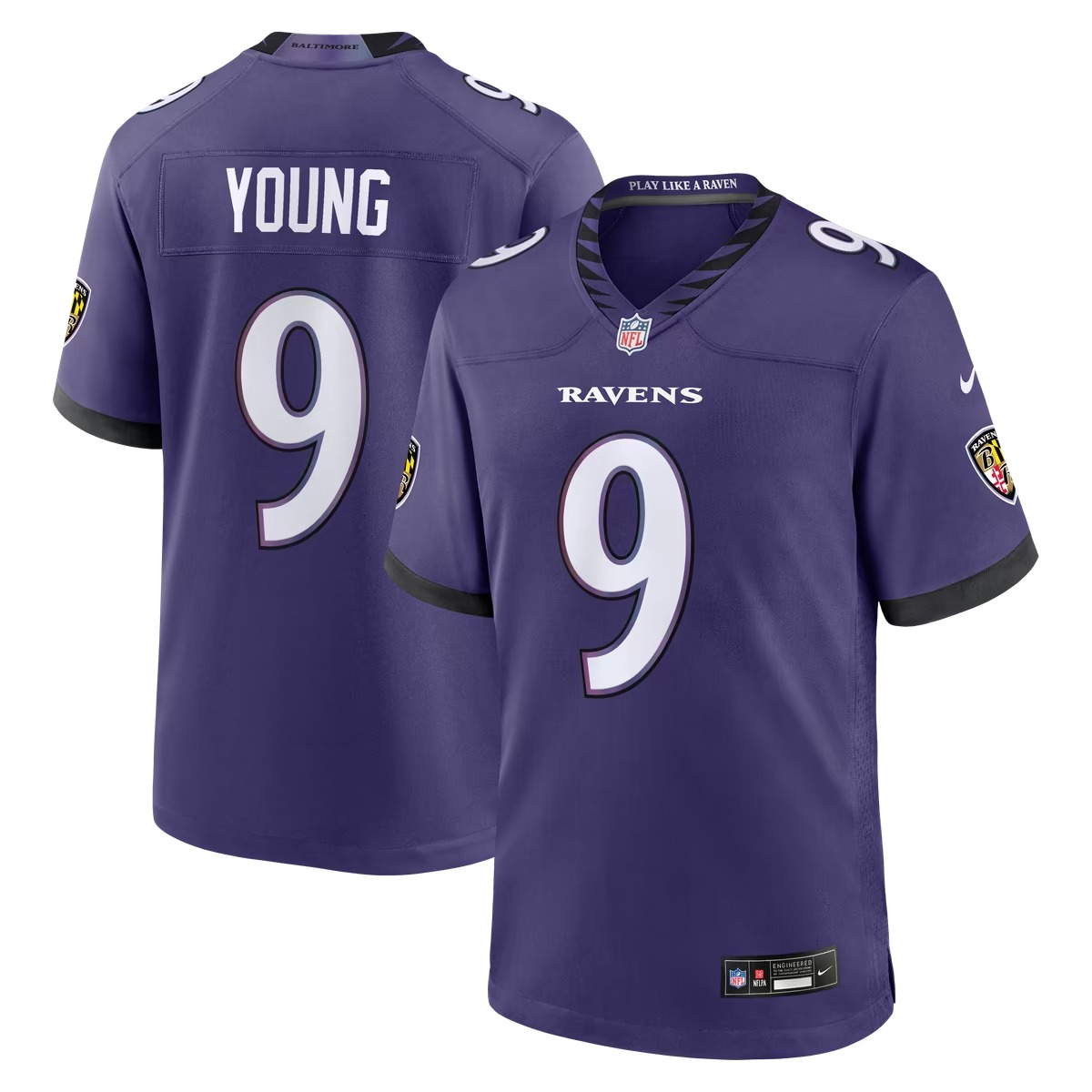 Hunk Wear - Zion Young Baltimore Ravens Nike Team Game Jersey - Purple
