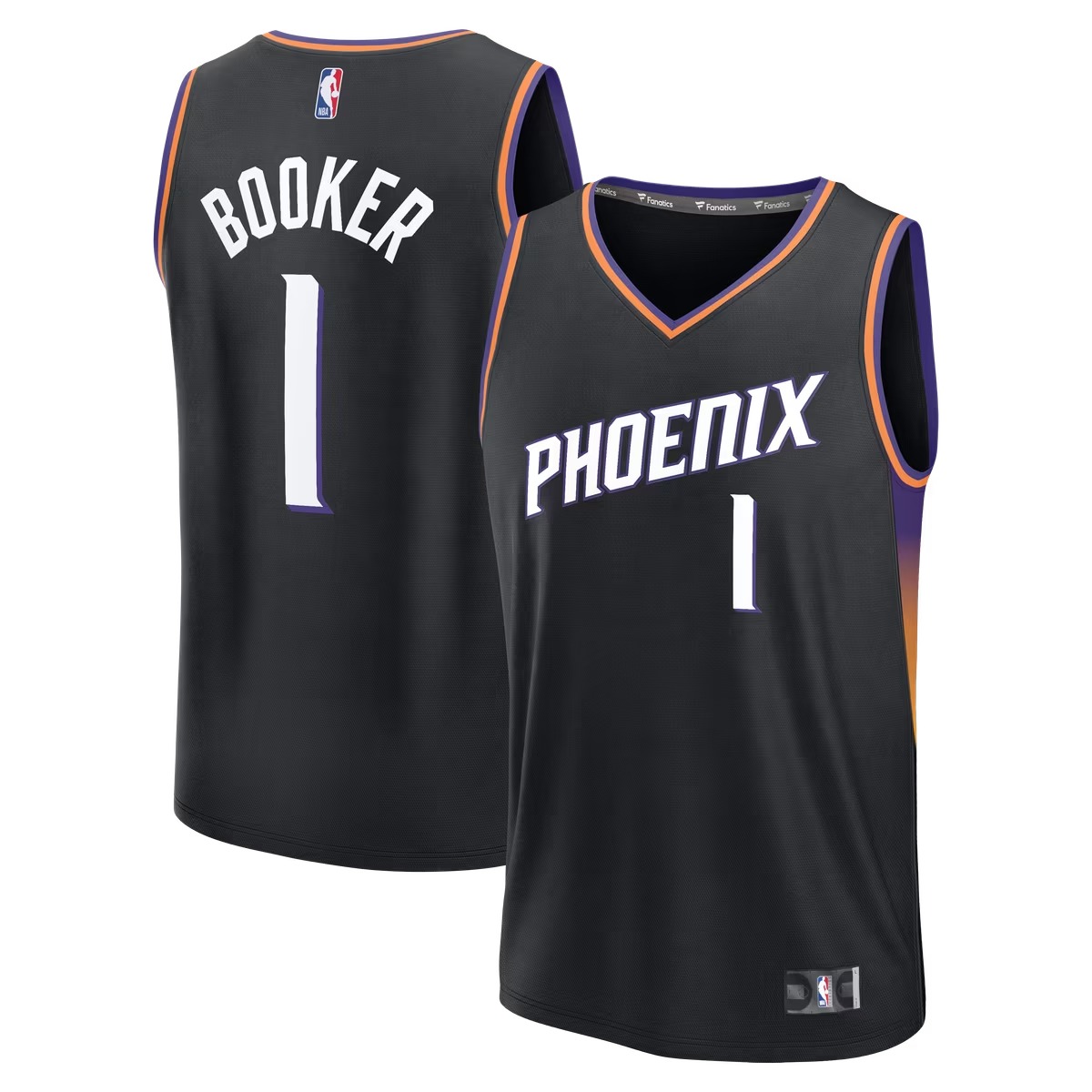 Hunk Wear - Devin Booker Phoenix Suns Fanatics Youth Fast Break Jersey - Statement Edition - Black