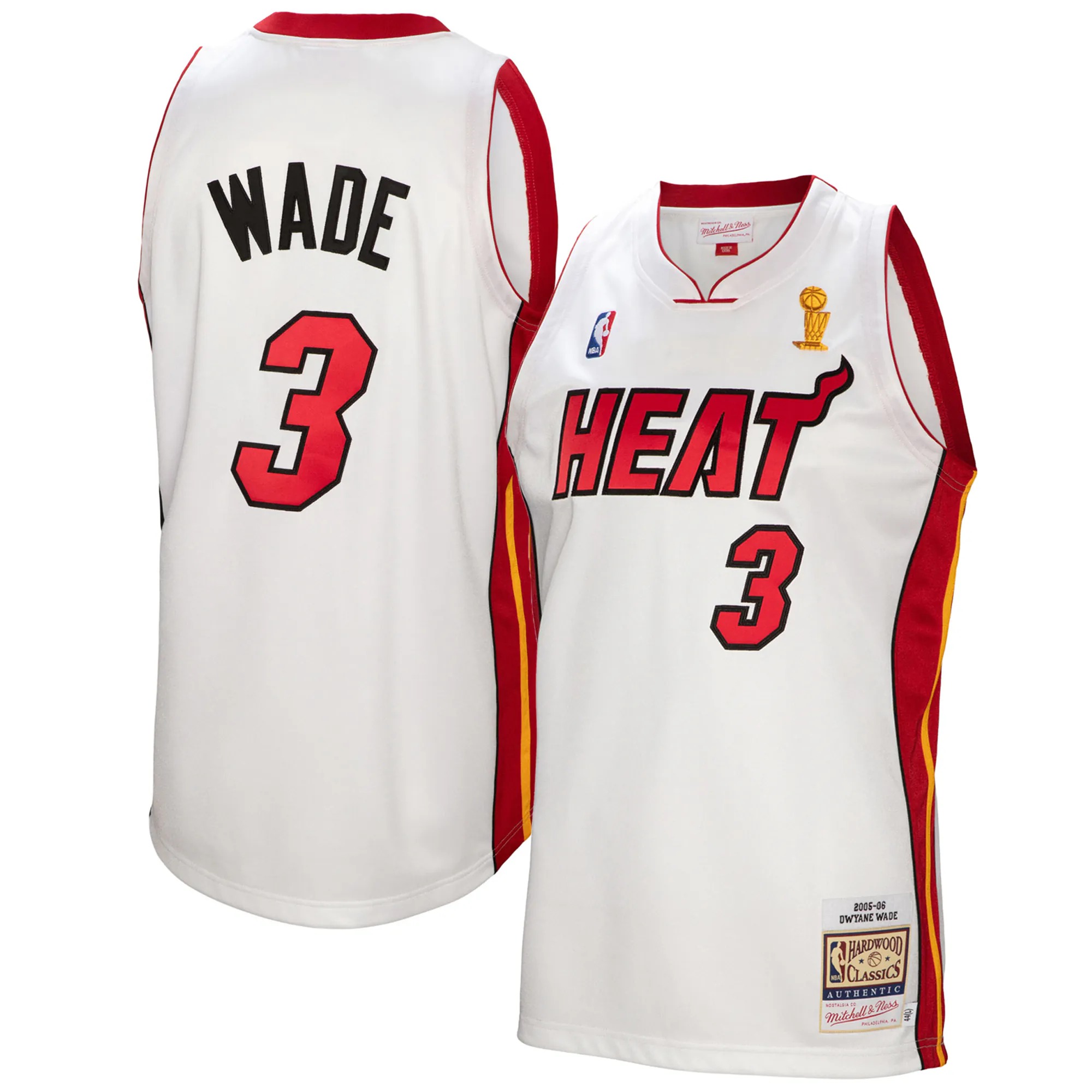 Hunk Wear - Dwyane Wade Miami Heat Mitchell & Ness 2005-06 Authentic Player Jersey - White