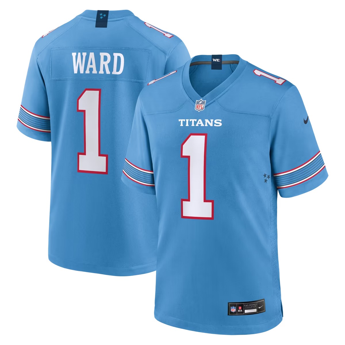 Hunk Wear - Cameron Ward Tennessee Titans Nike Game Jersey - Light Blue