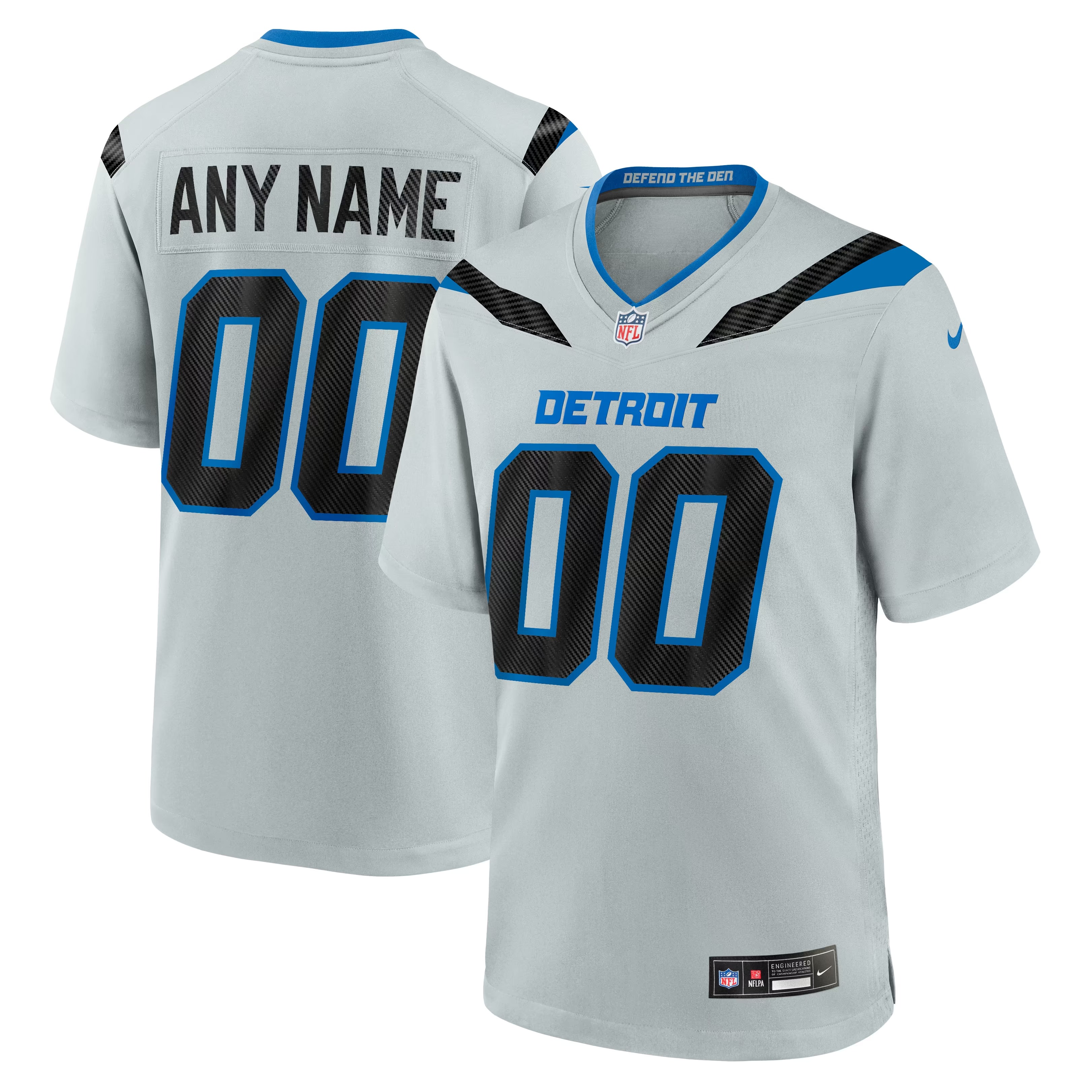 Hunk Wear - Detroit Lions Nike 2026 Rivalries Collection Game Custom Jersey - Silver