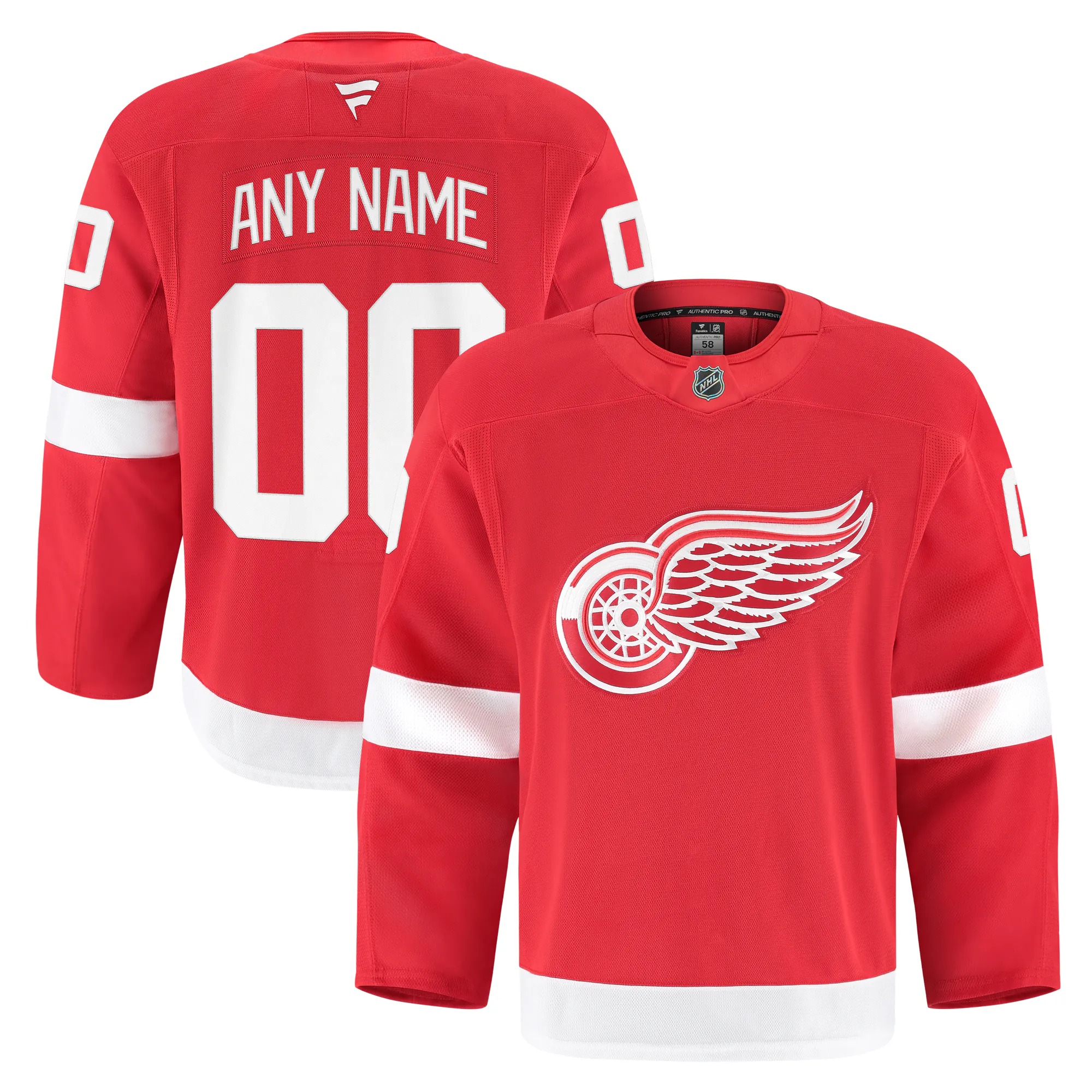 Hunk Wear - Detroit Red Wings Fanatics Home Authentic Pro Custom Jersey - Red