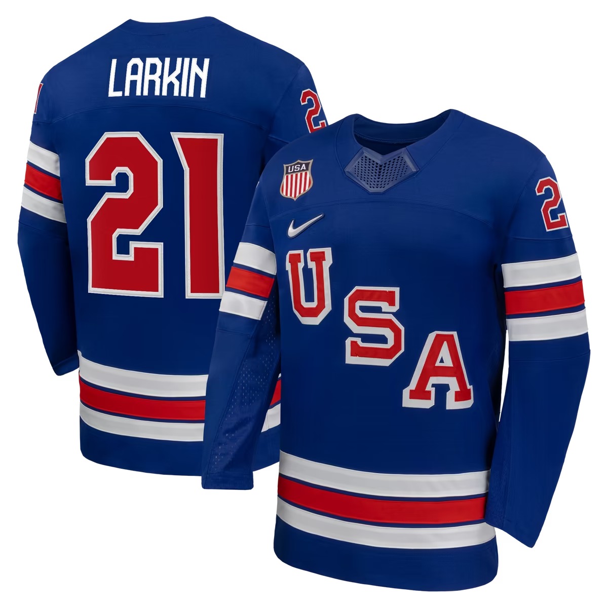 Hunk Wear - Dylan Larkin Nike US Hockey 2026 Home Replica Jersey - Royal