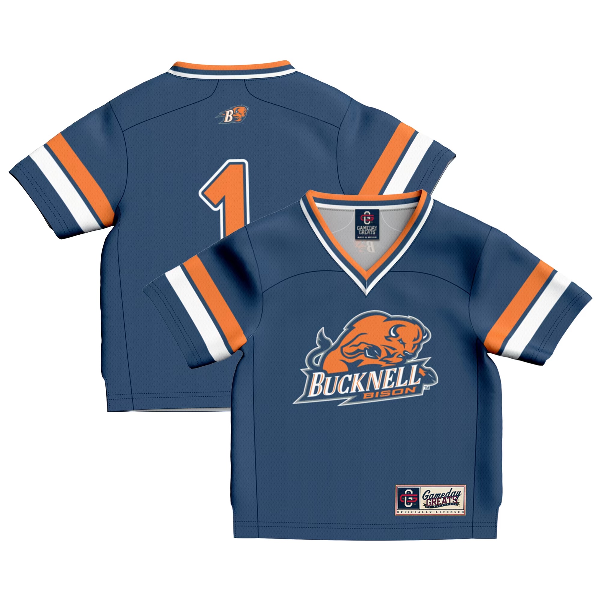 Hunk Wear - #1 Bucknell Bison GameDay Greats Toddler Collegiate Football Fashion Jersey - Blue