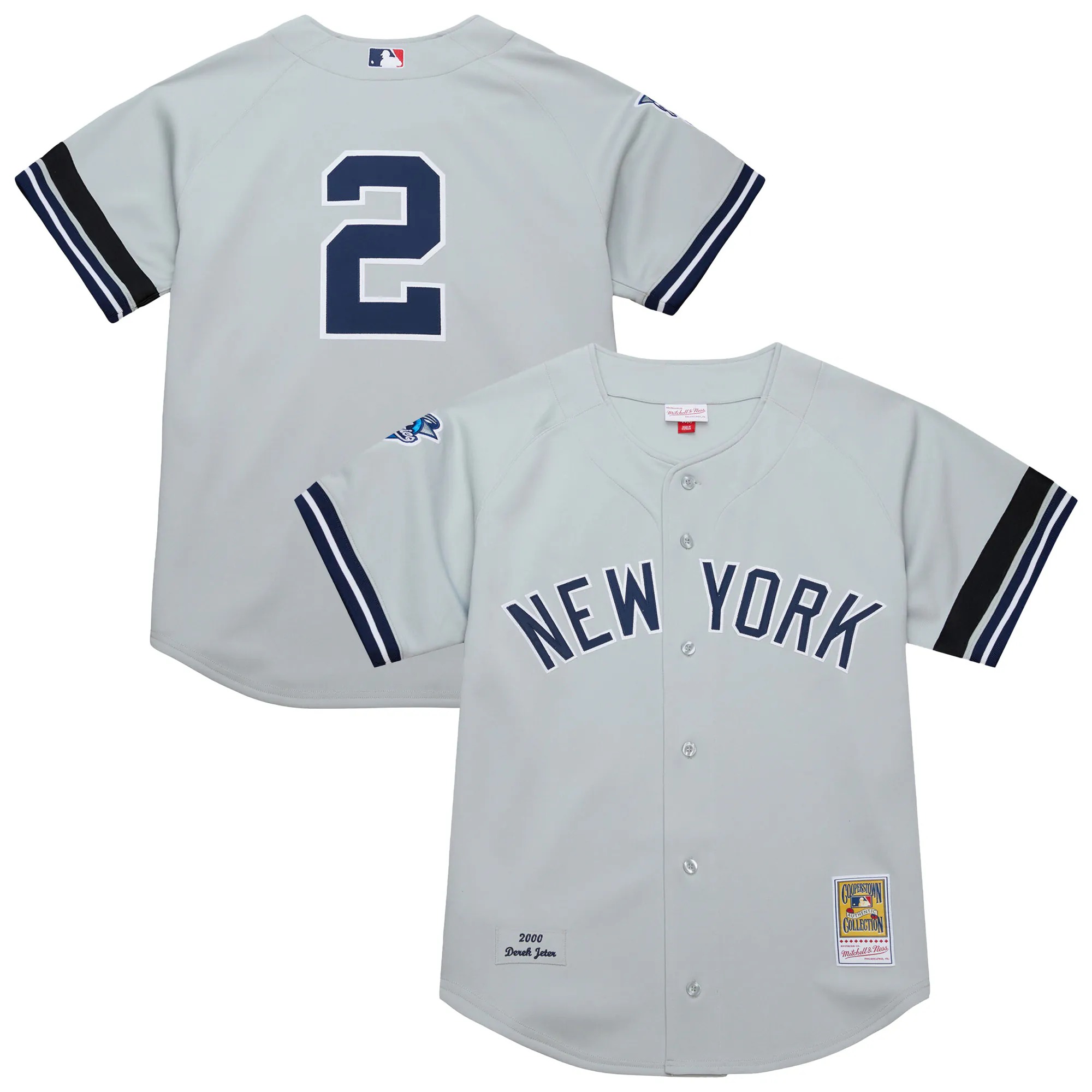 Hunk Wear - Derek Jeter New York Yankees Mitchell & Ness Cooperstown Collection 2000 World Series Authentic Jersey - Gray