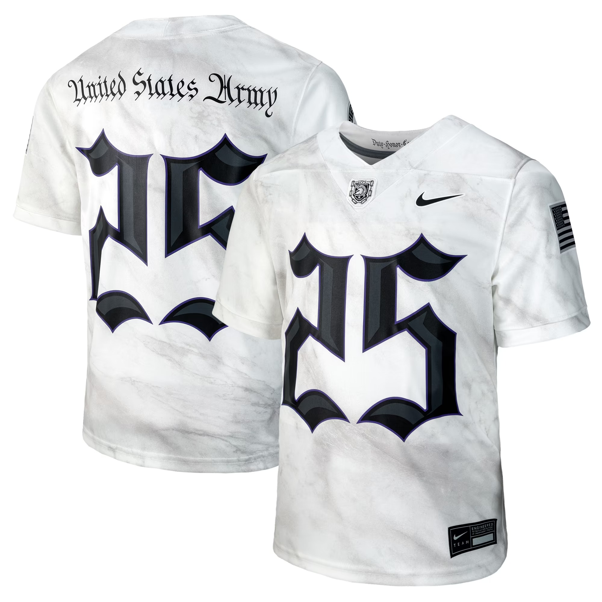 Hunk Wear - #25 Army Black Knights Nike Youth Army 250 Collection Replica Game Jersey - White
