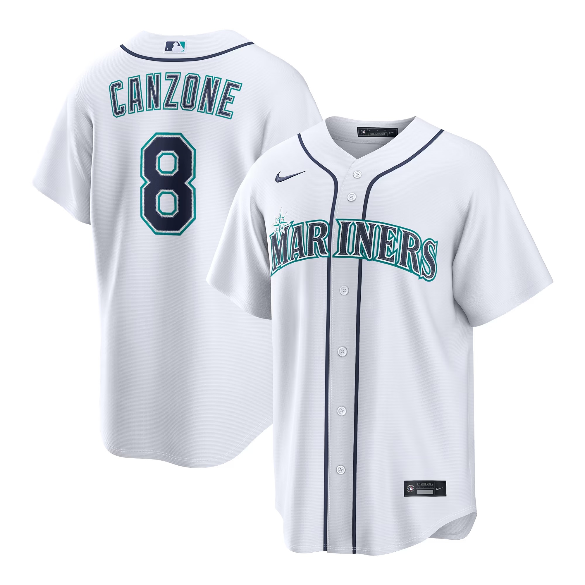 Hunk Wear - Dominic Canzone Seattle Mariners Nike Home Replica Jersey - White